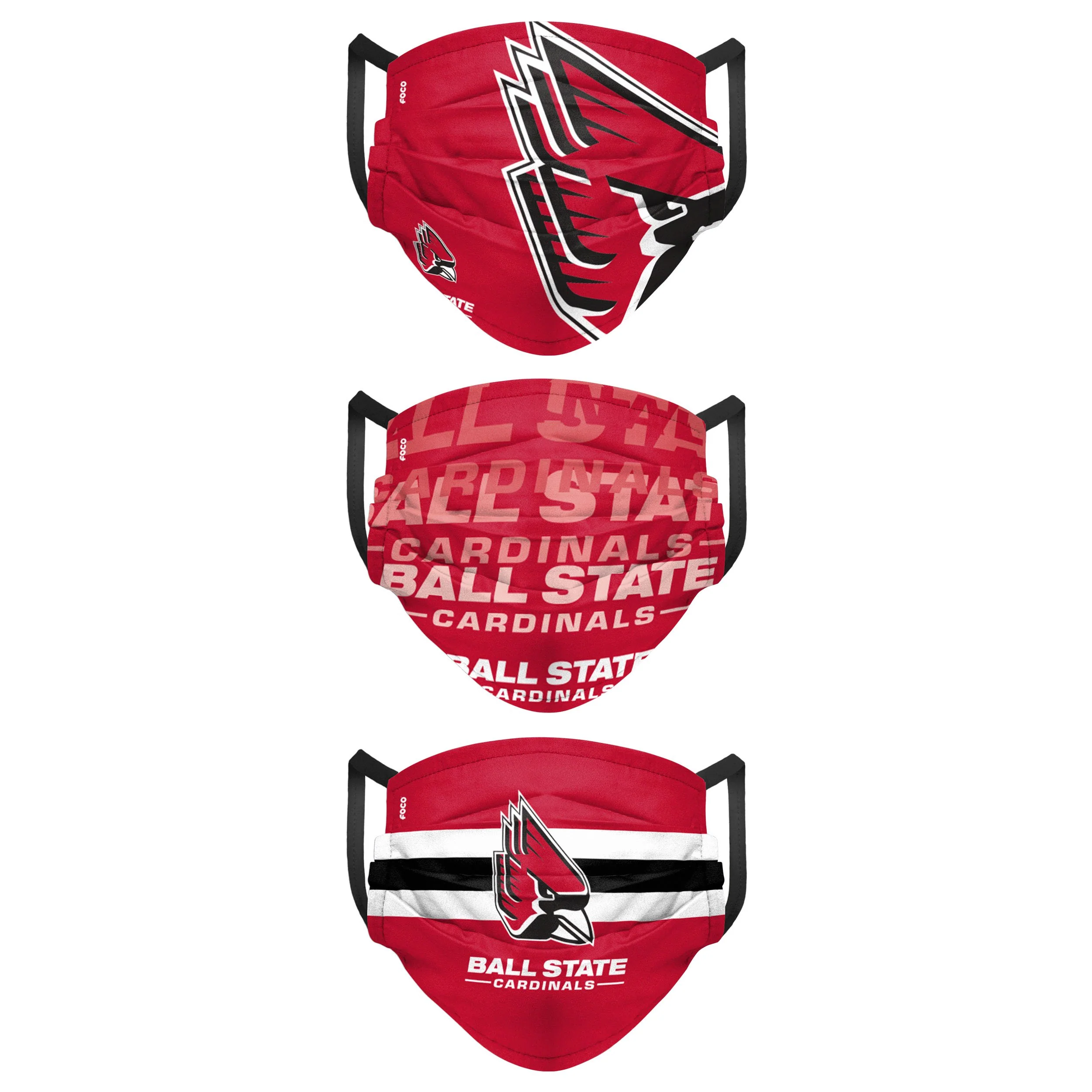 Ball State Cardinals NCAA Mens Matchday 3 Pack Face Cover - Image 2