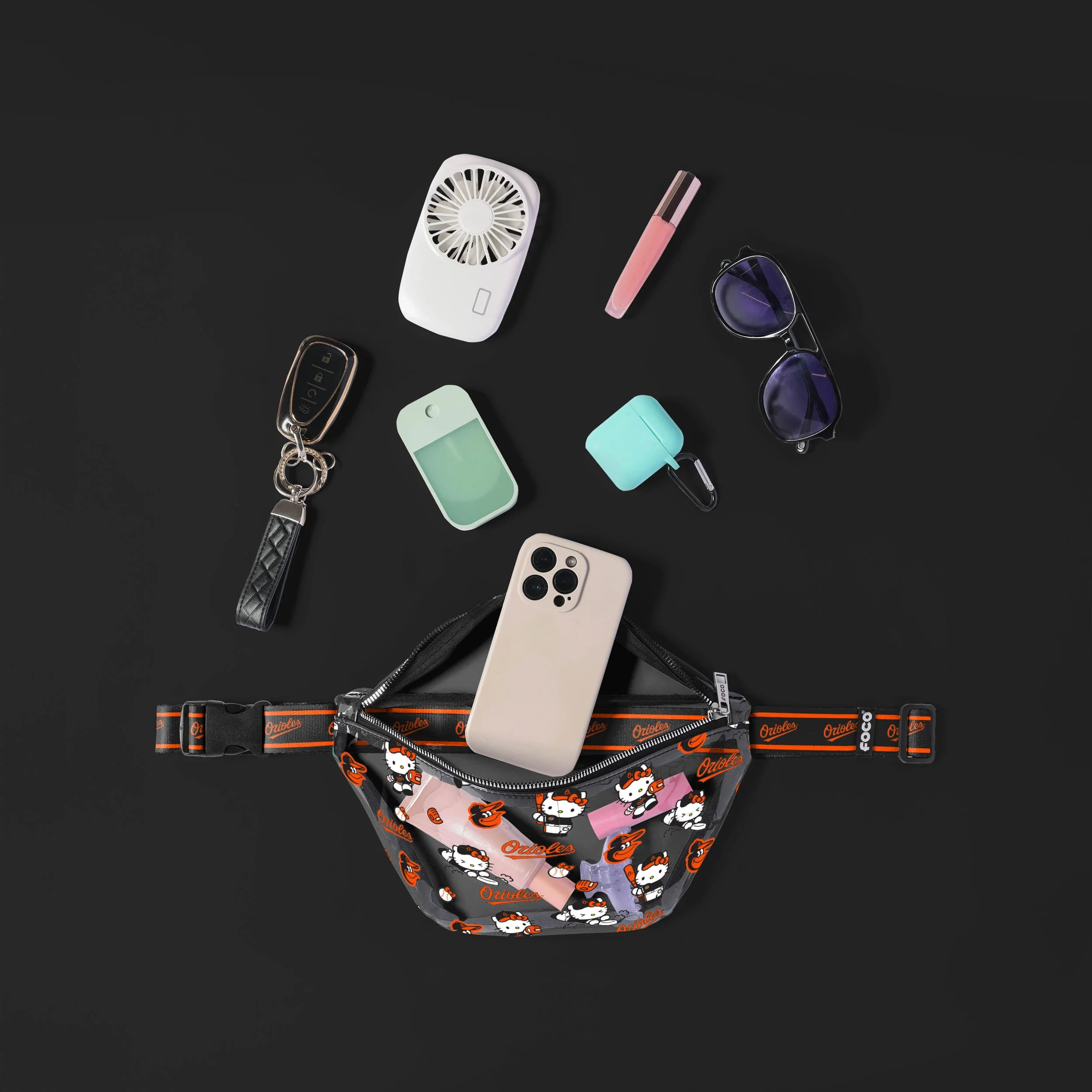 Baltimore Orioles MLB Hello Kitty® Clear Fanny Pack (PREORDER - SHIPS MID JULY) - Image 3