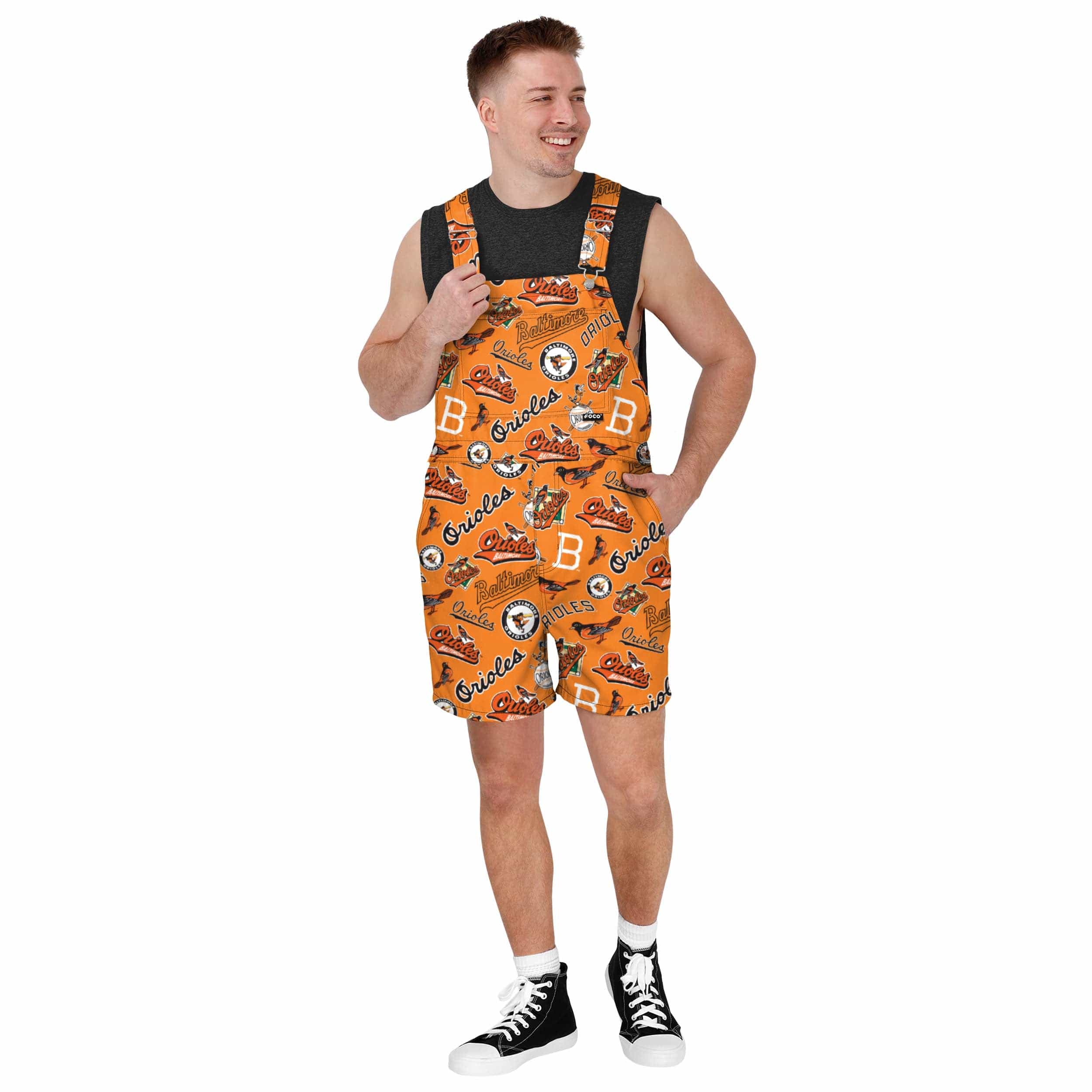 Baltimore Orioles MLB Mens Historic Print Bib Shortalls