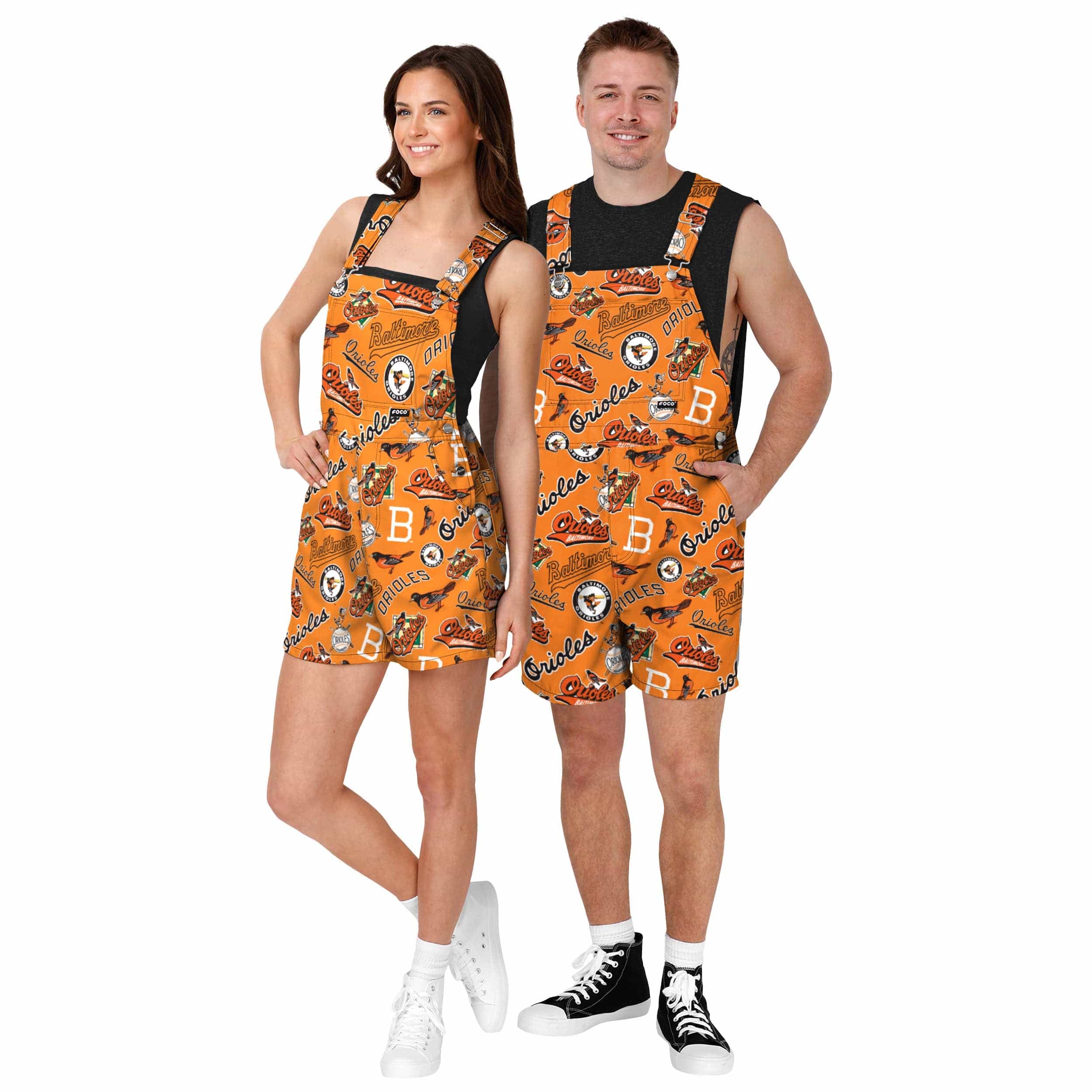 Baltimore Orioles MLB Mens Historic Print Bib Shortalls - Image 3