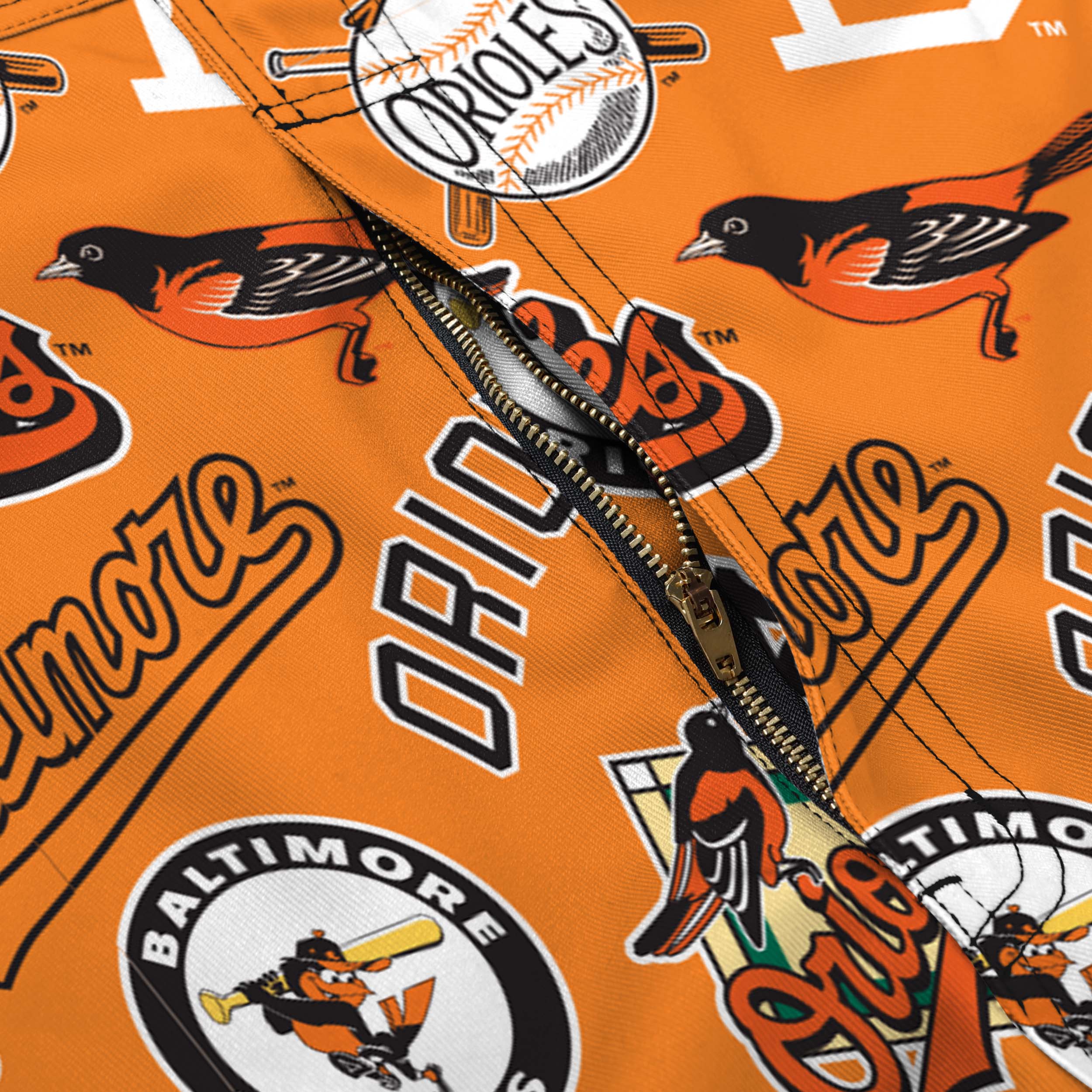 Baltimore Orioles MLB Mens Historic Print Bib Shortalls - Image 6