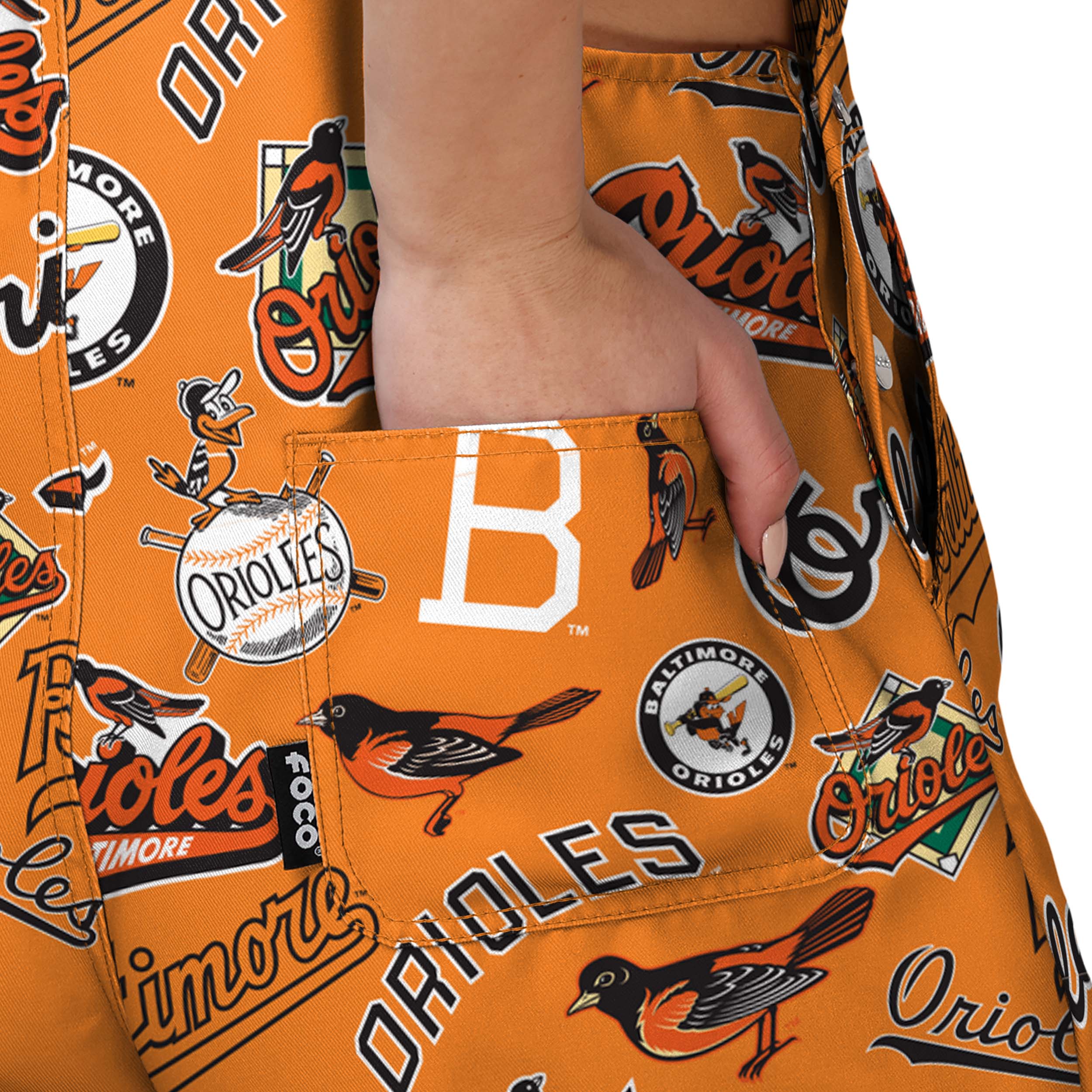 Baltimore Orioles MLB Womens Historic Print Bib Shortalls - Image 6
