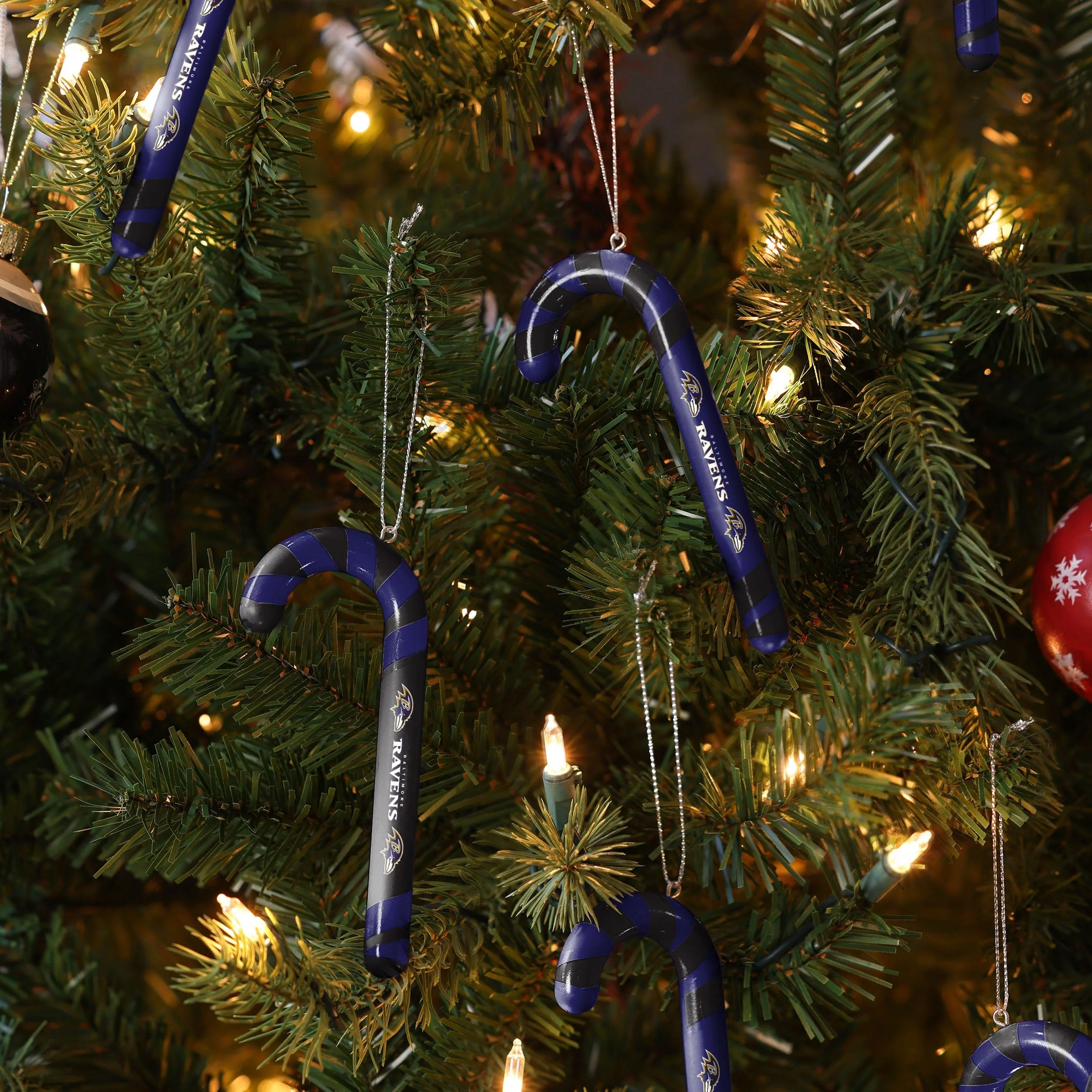 Baltimore Ravens NFL 12 Pack Candy Cane Ornament Set - Image 3