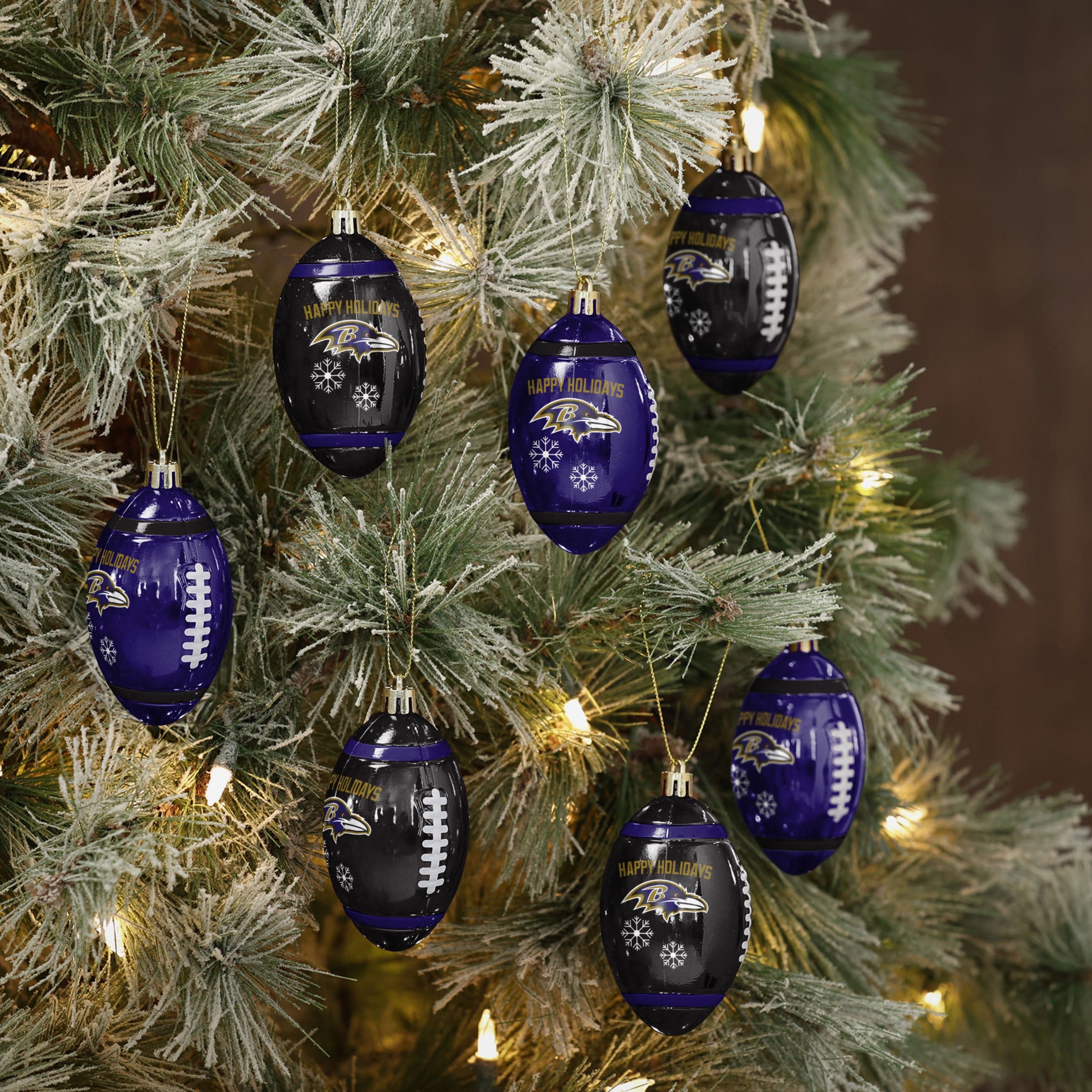Baltimore Ravens NFL 12 Pack Football Ornament Set - Image 2