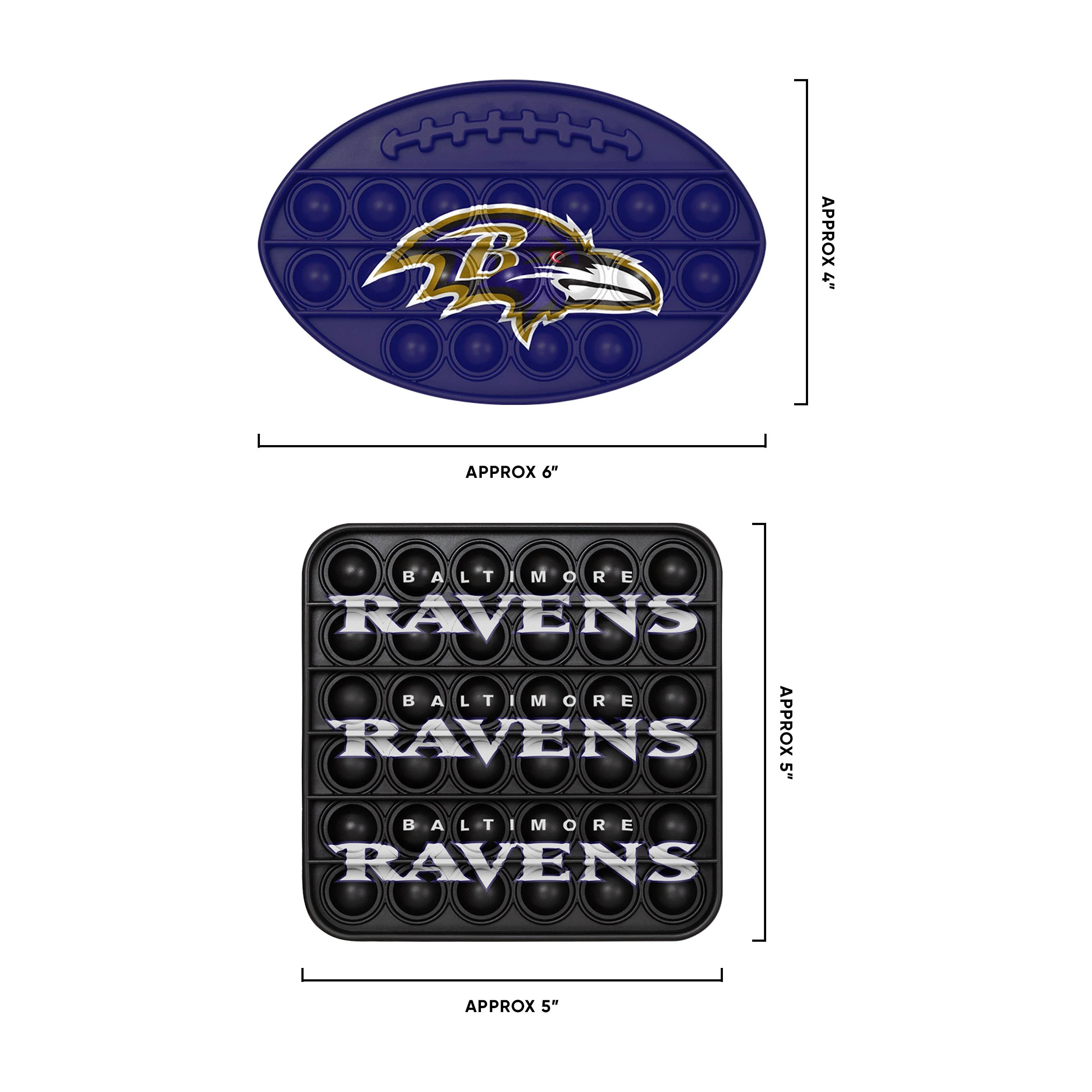 Baltimore Ravens NFL 2 Pack Ball & Square Push-Itz Fidget - Image 2