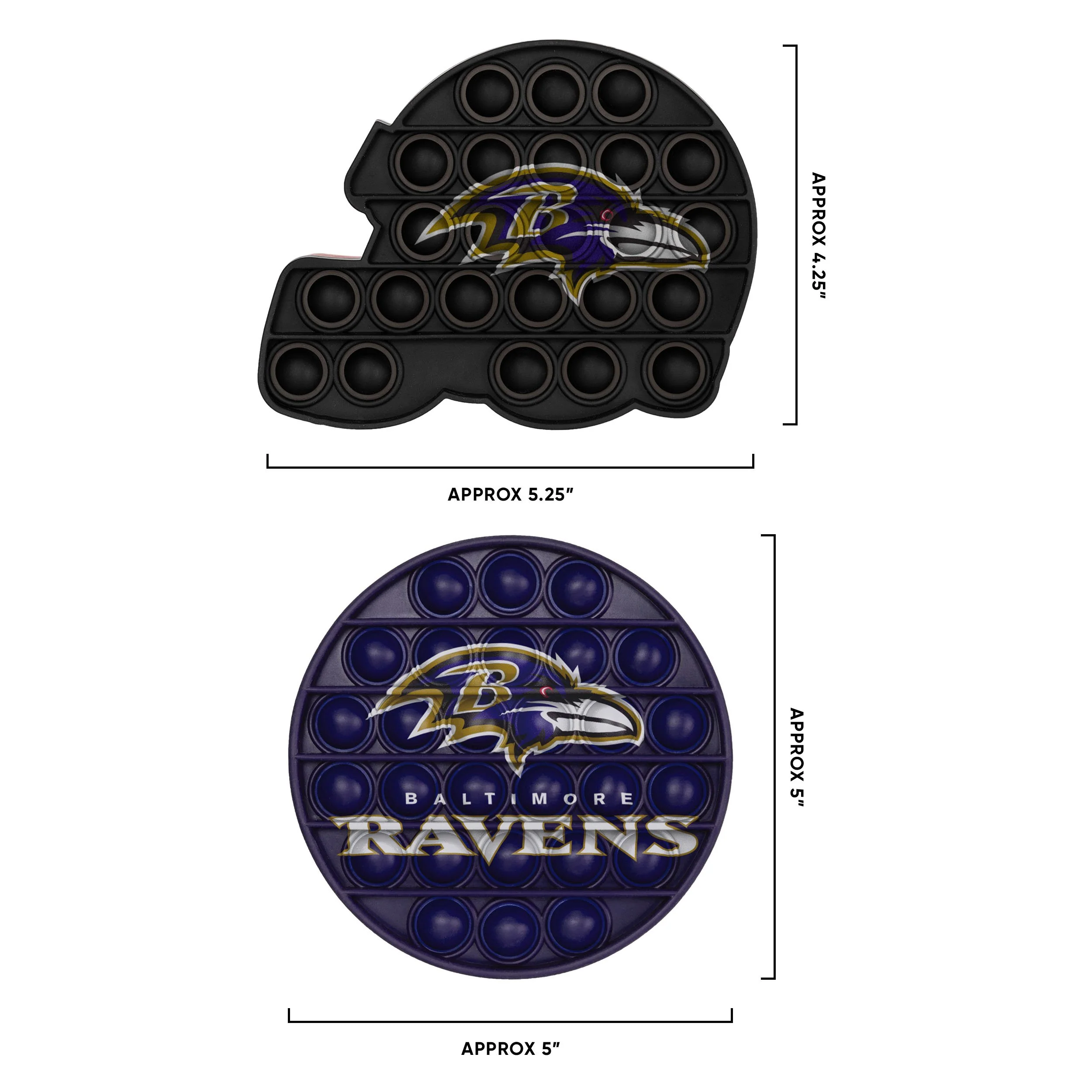 Baltimore Ravens NFL 2 Pack Helmet & Circle Push-Itz Fidget - Image 2