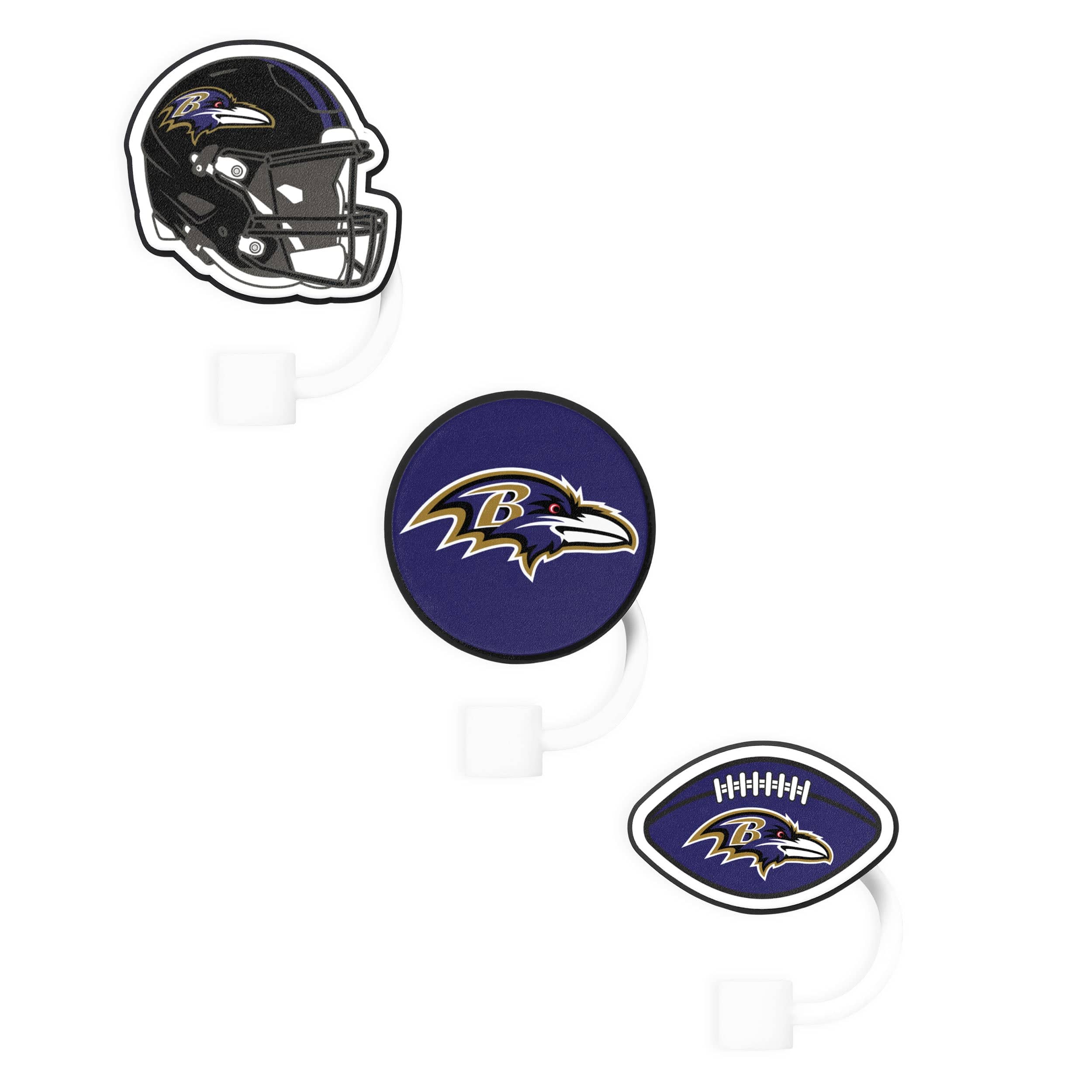 Baltimore Ravens NFL 3 Pack Primary Logo Straw Toppers - Image 3