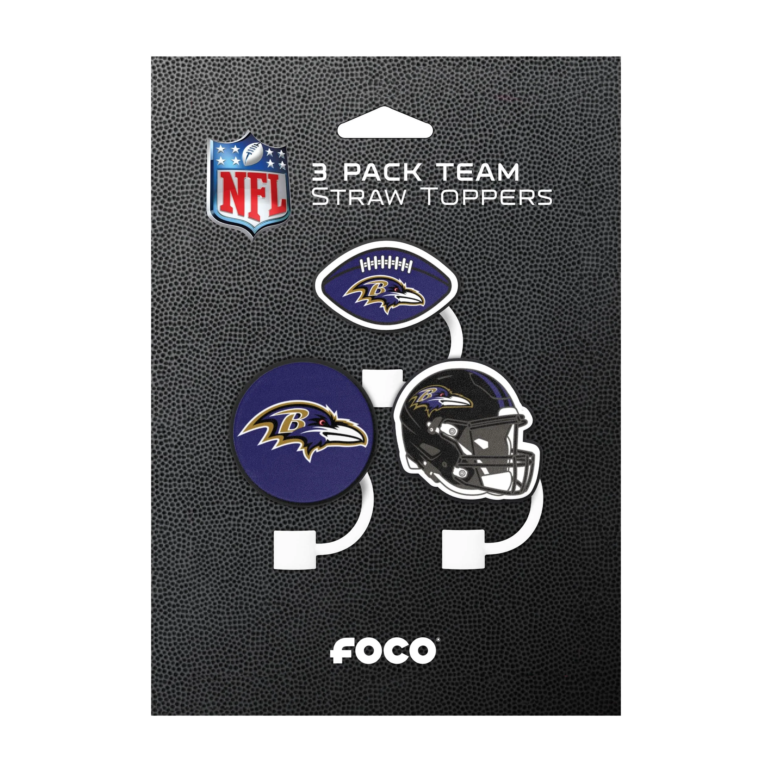 Baltimore Ravens NFL 3 Pack Primary Logo Straw Toppers - Image 6