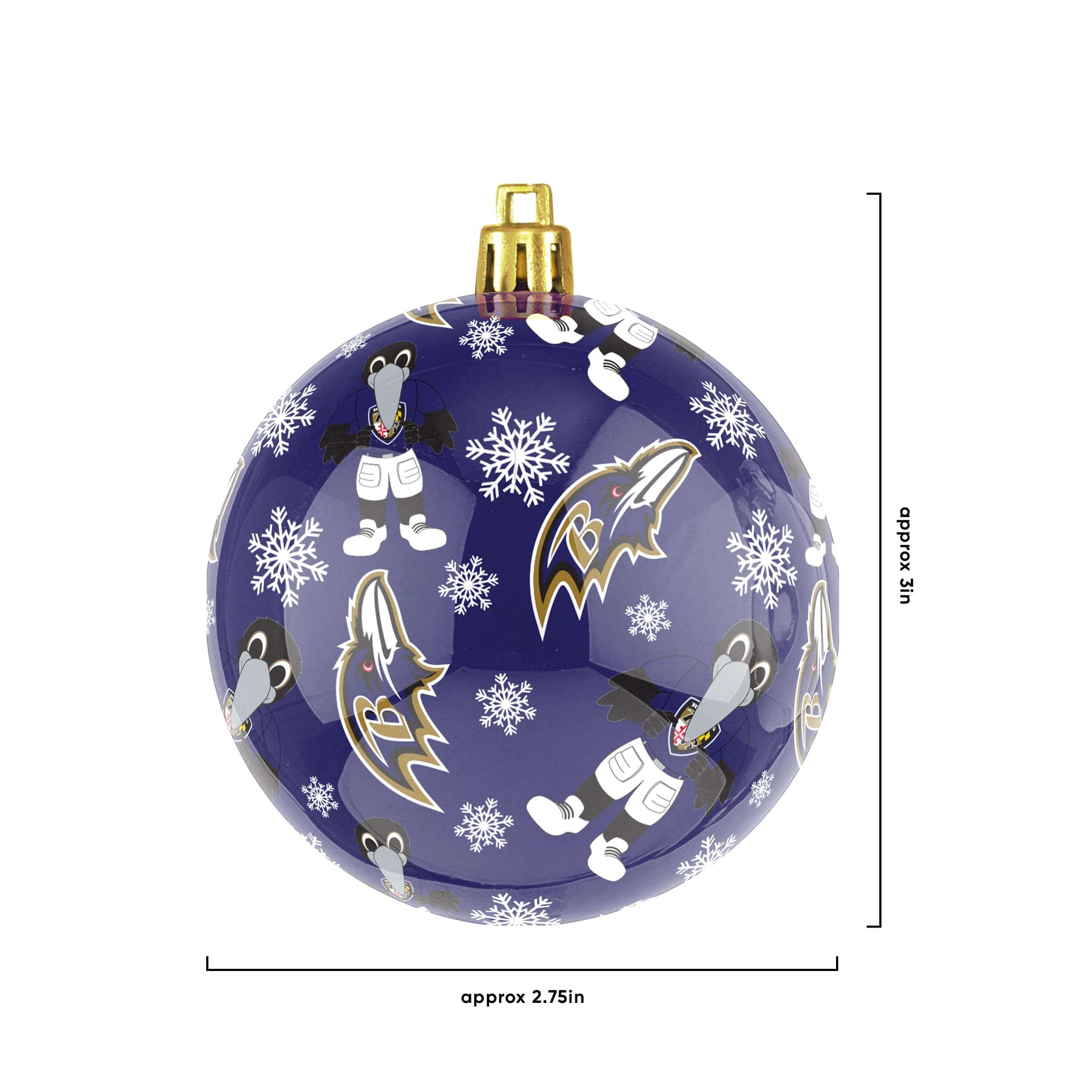 Baltimore Ravens NFL 4 Pack Ball Mascot Ornament Set - Image 3