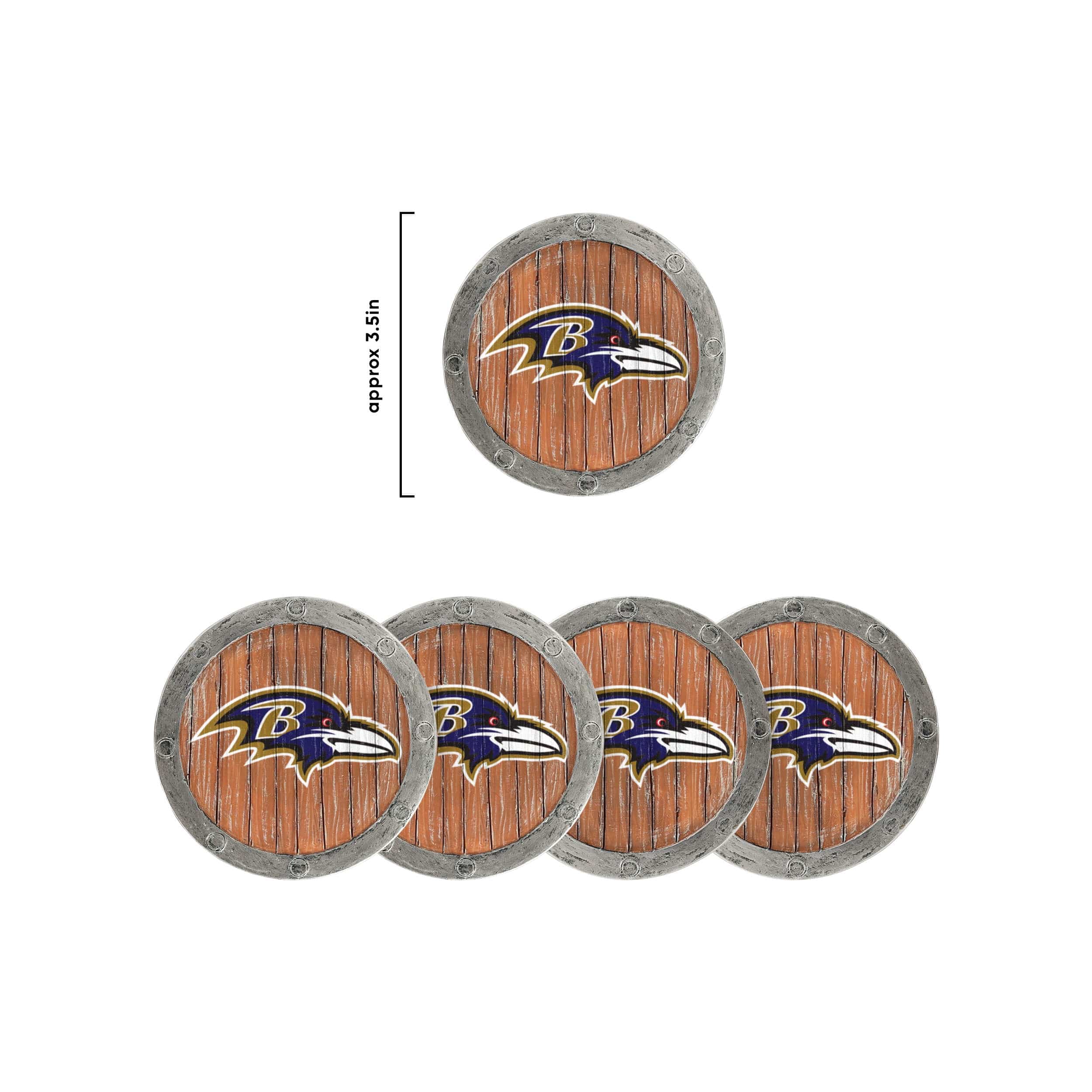 Baltimore Ravens NFL 5 Pack Barrel Coaster Set - Image 7
