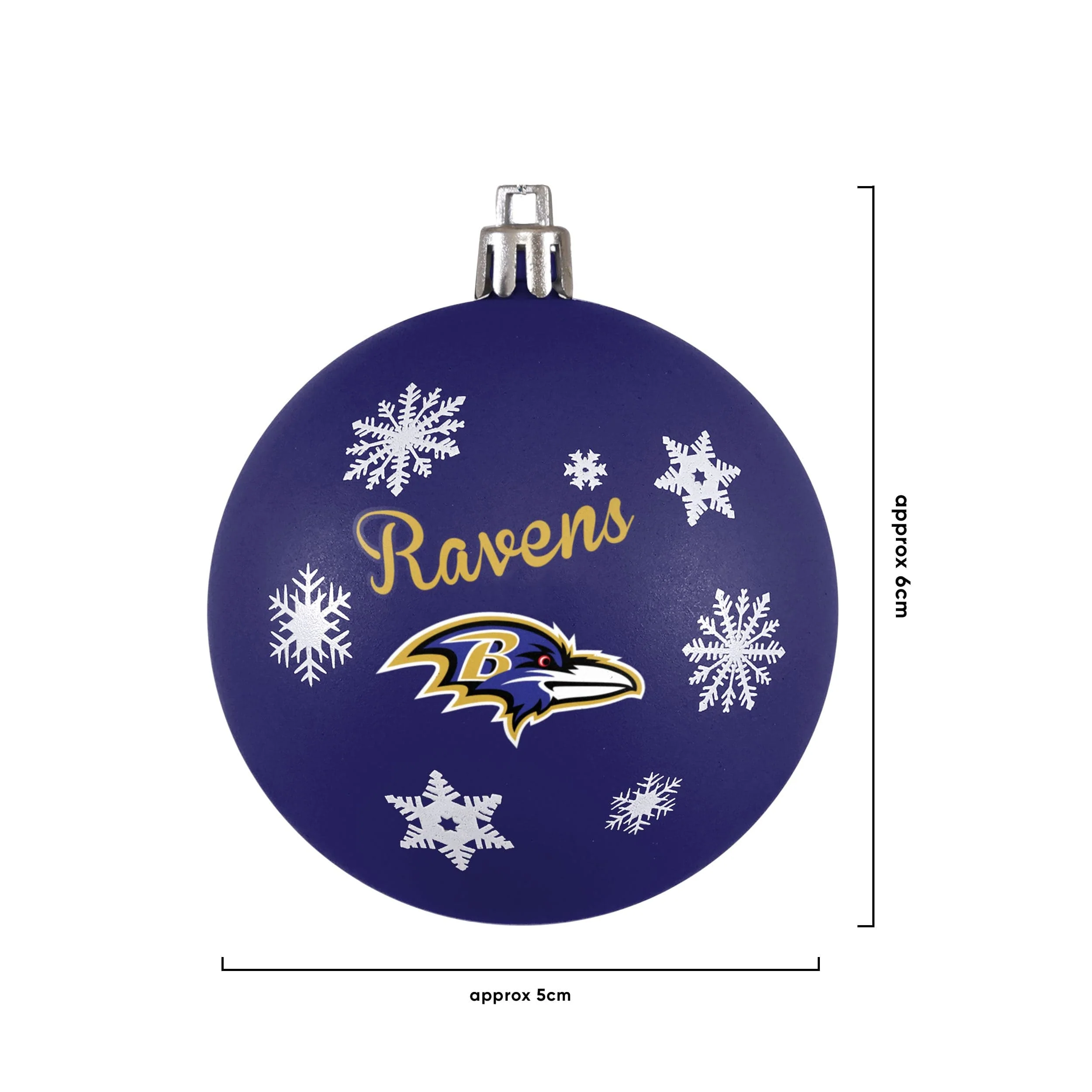 Baltimore Ravens NFL 5 Pack Shatterproof Ball Ornament Set - Image 3