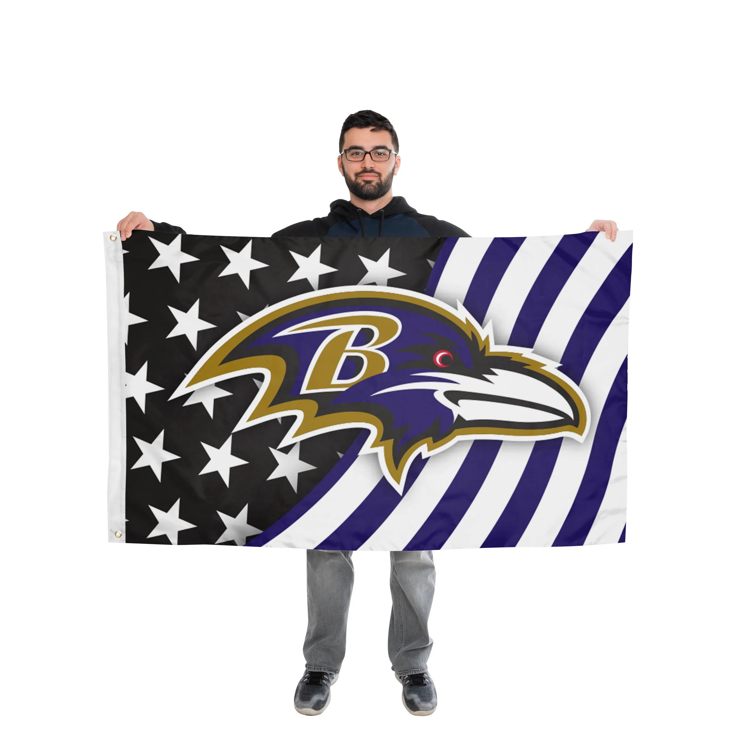 Baltimore Ravens NFL Americana Horizontal Flag - Image 2
