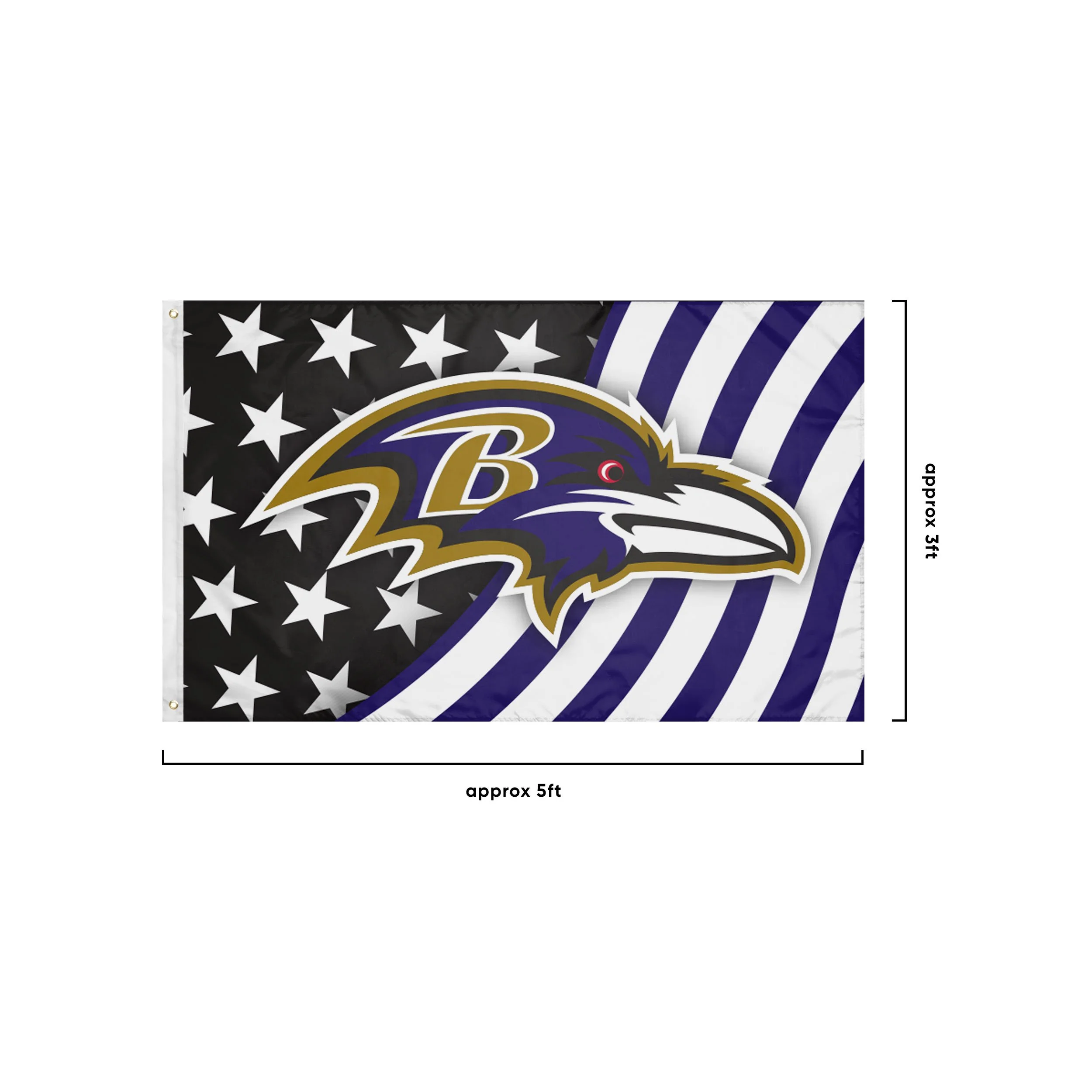 Baltimore Ravens NFL Americana Horizontal Flag - Image 3