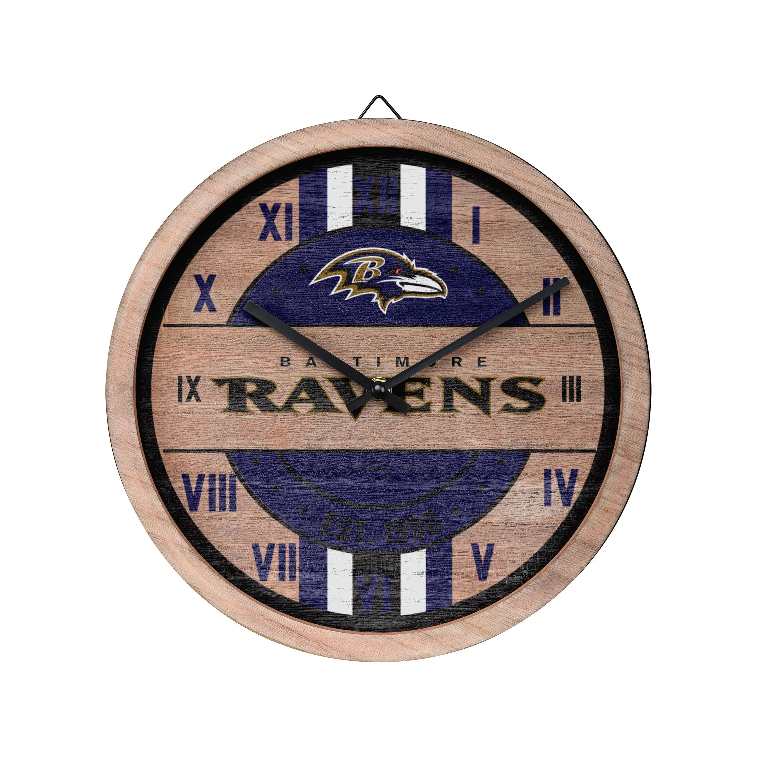 Baltimore Ravens NFL Barrel Wall Clock