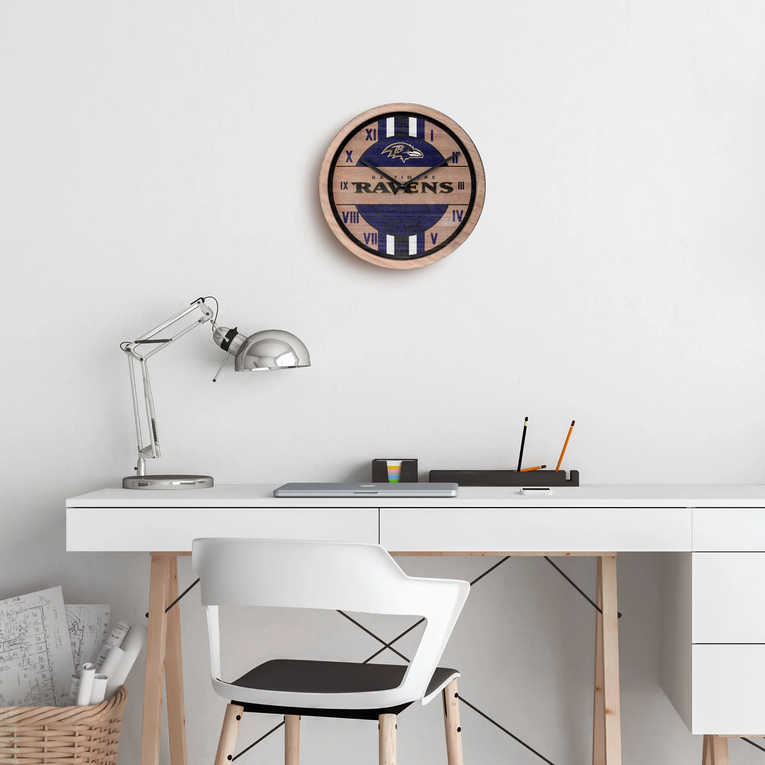 Baltimore Ravens NFL Barrel Wall Clock - Image 3