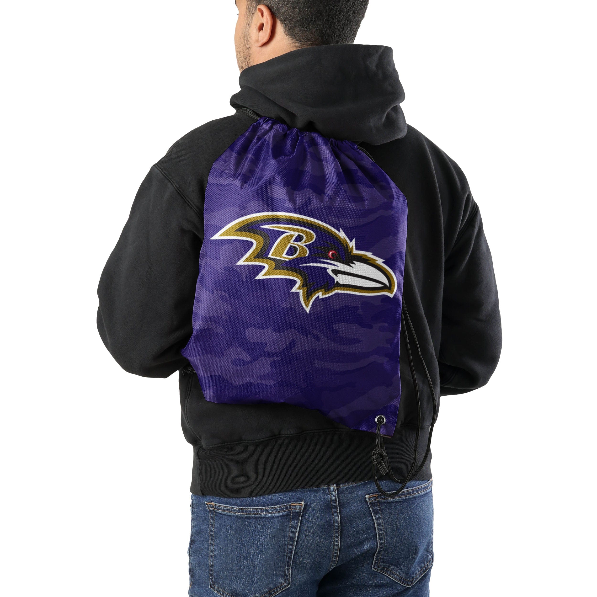 Baltimore Ravens NFL Big Logo Camo Drawstring Backpack - Image 2
