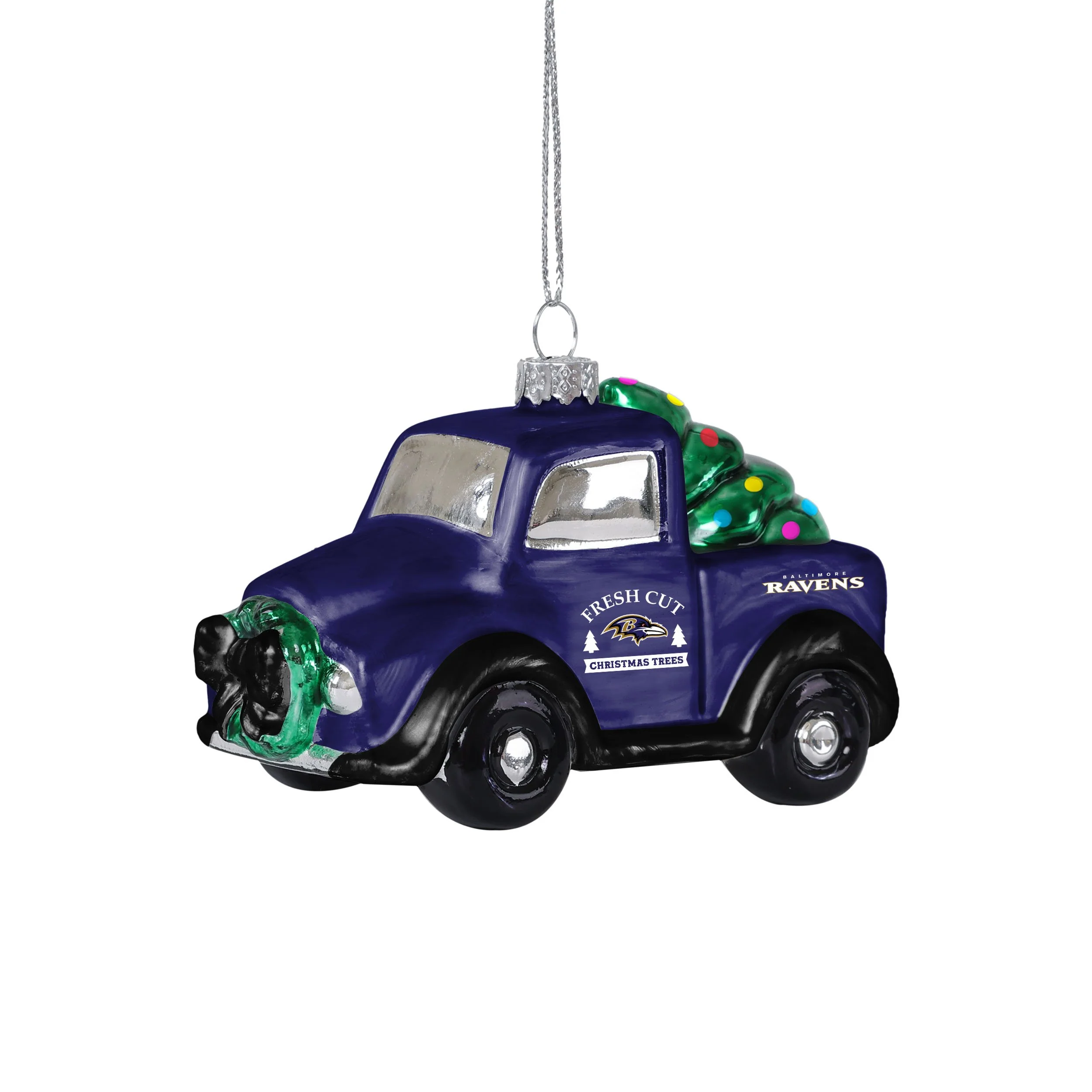 Baltimore Ravens NFL Blown Glass Truck Ornament - Image 2