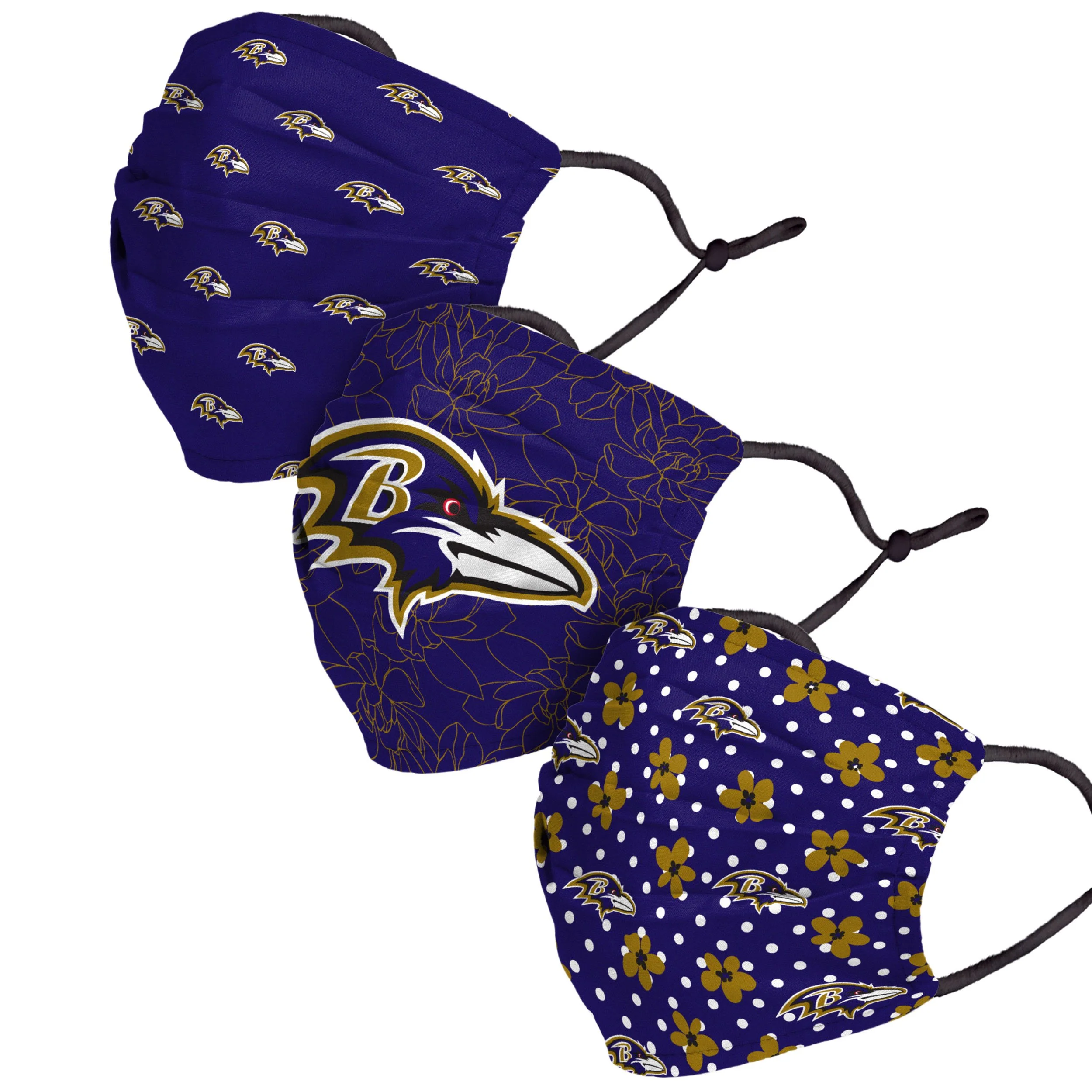Baltimore Ravens NFL Gameday Gardener 3 Pack Face Cover - Image 2