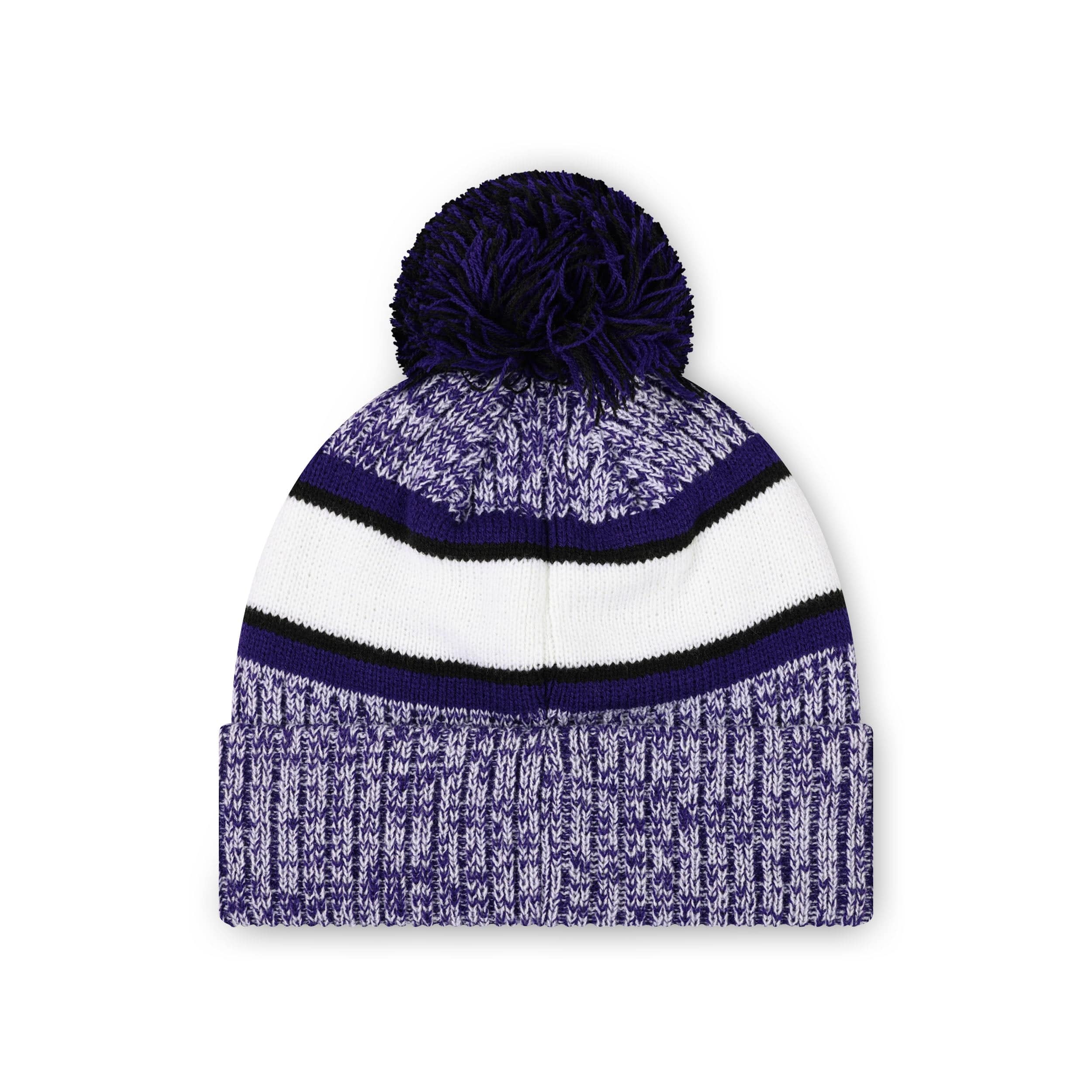 Baltimore Ravens NFL Heather Team Stripe Lined Pom Beanie - Image 2