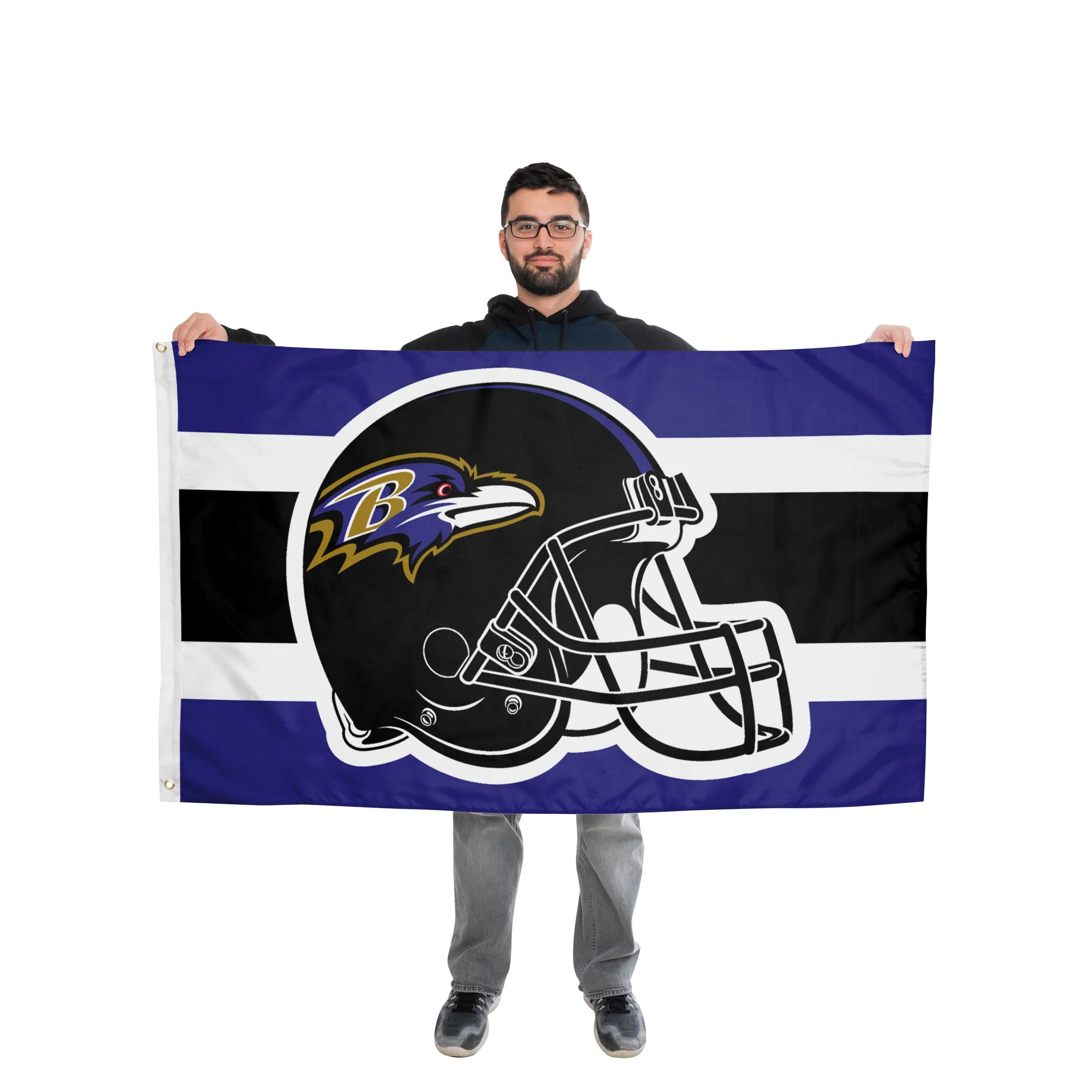 Baltimore Ravens NFL Helmet Horizontal Flag - Image 2