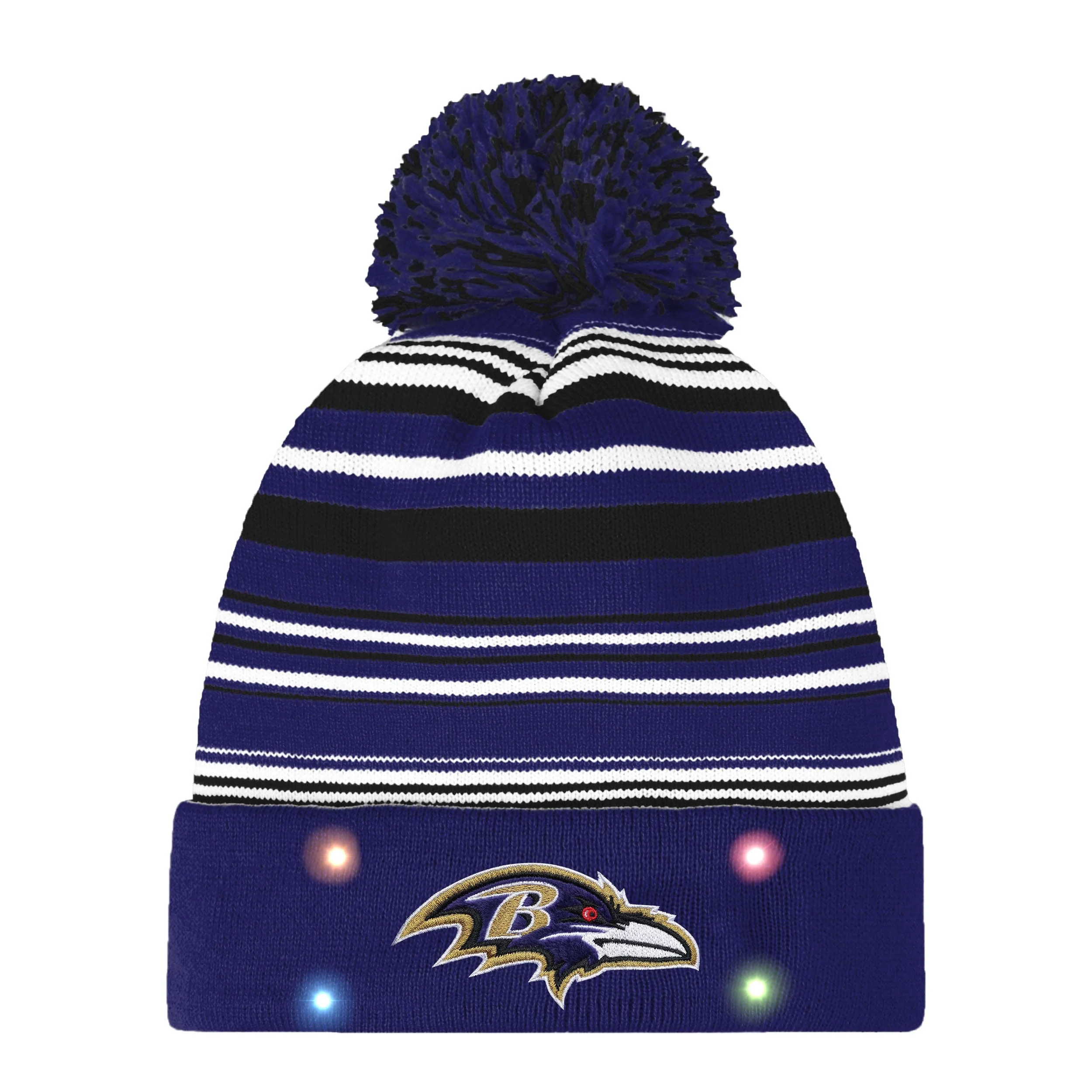 Baltimore Ravens NFL Horizontal Stripe Light Up Beanie - Image 2