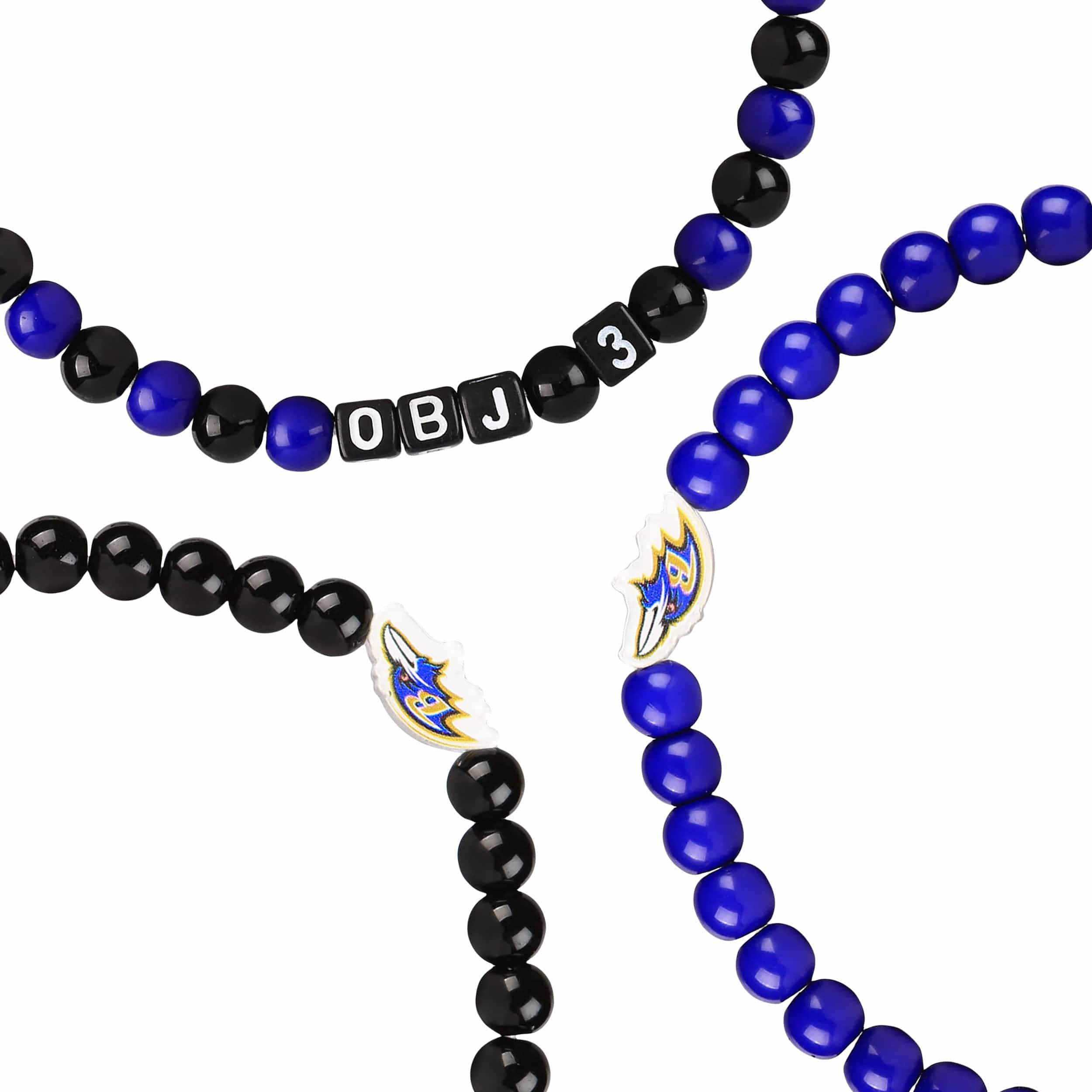 Baltimore Ravens NFL Lamar Jackson & Odell Beckham Jr 3 Pack Player Beaded Friendship Bracelet - Image 2