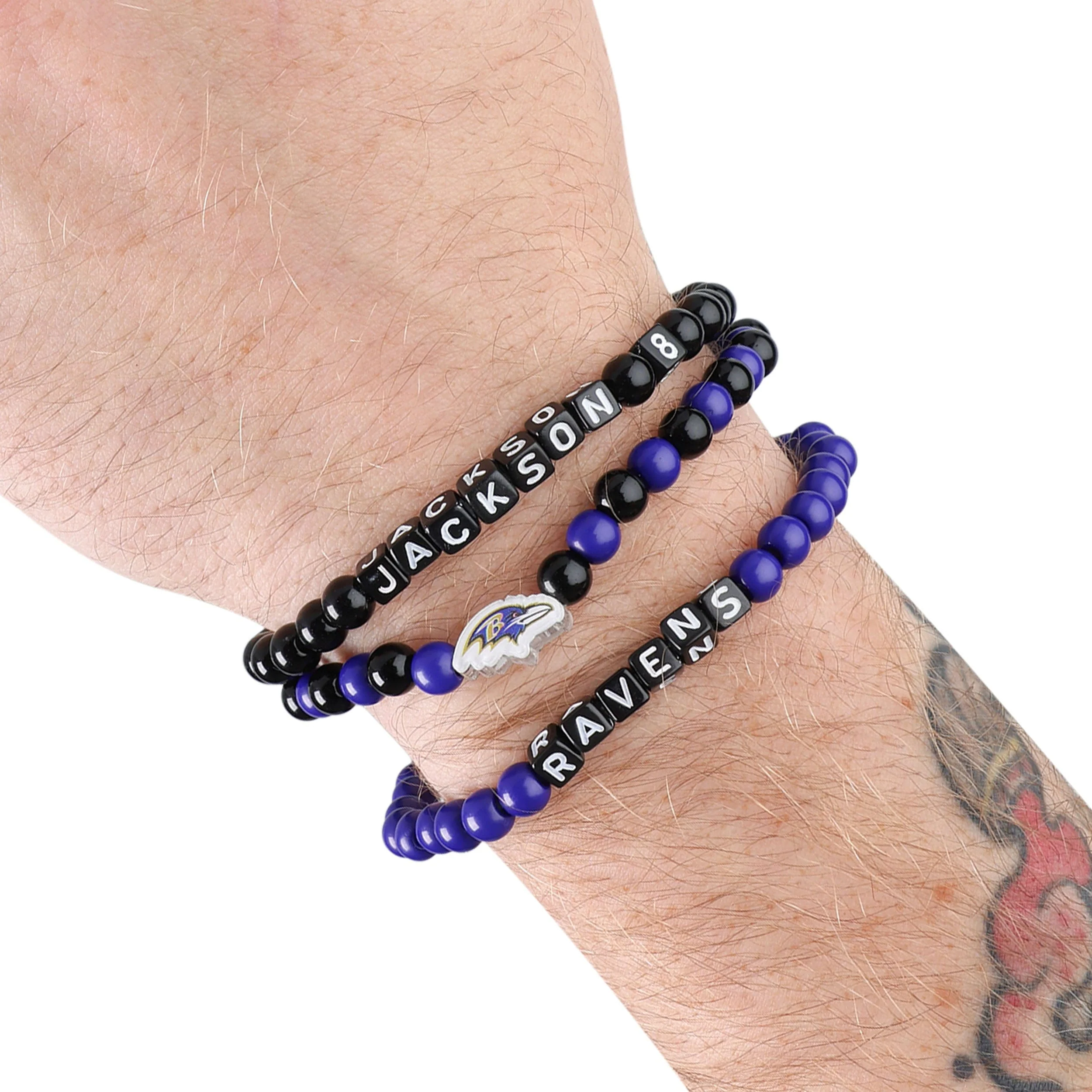 Baltimore Ravens NFL Lamar Jackson & Odell Beckham Jr 3 Pack Player Beaded Friendship Bracelet - Image 4