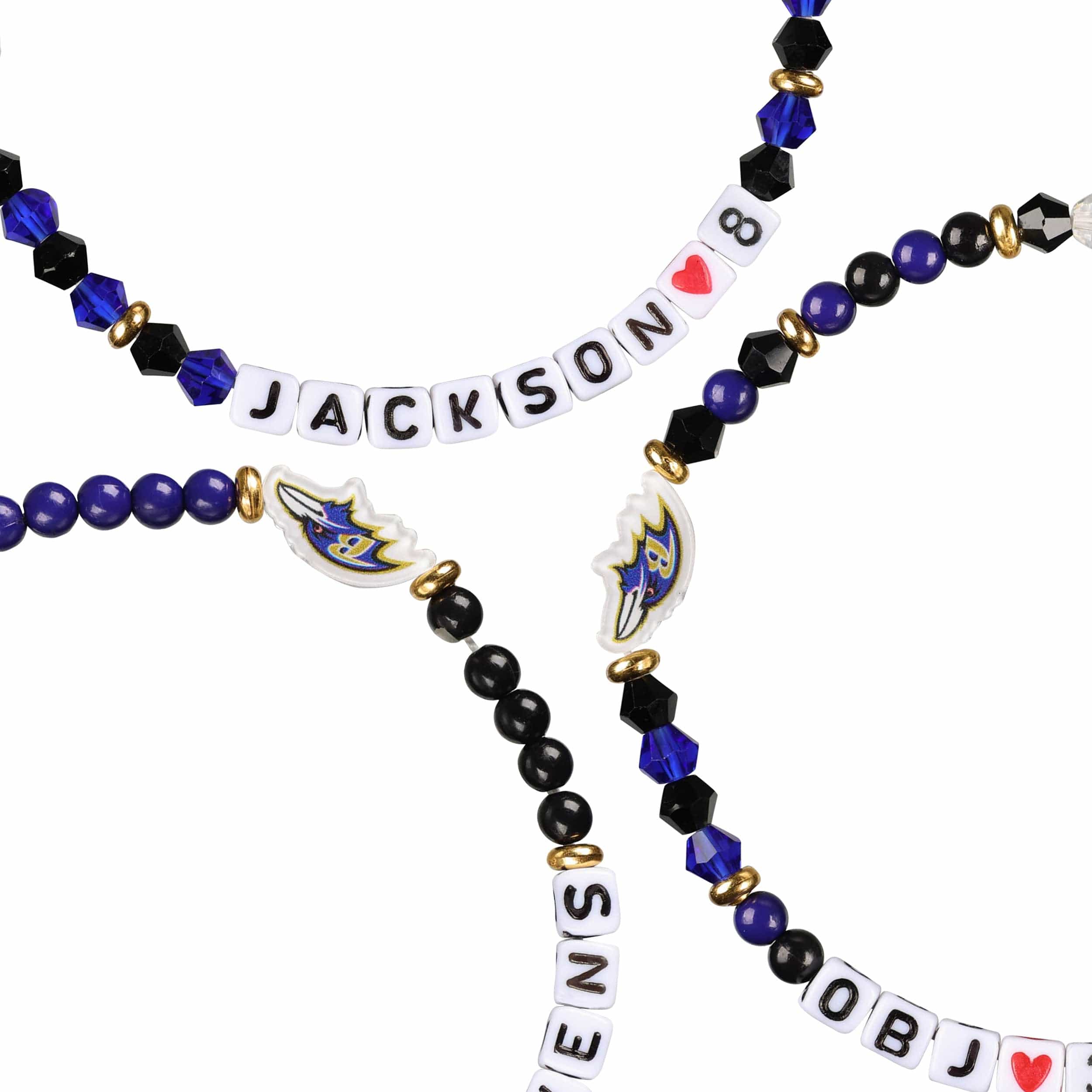 Baltimore Ravens NFL Lamar Jackson & Odell Beckham Jr 3 Pack Player Friendship Bracelet - Image 2