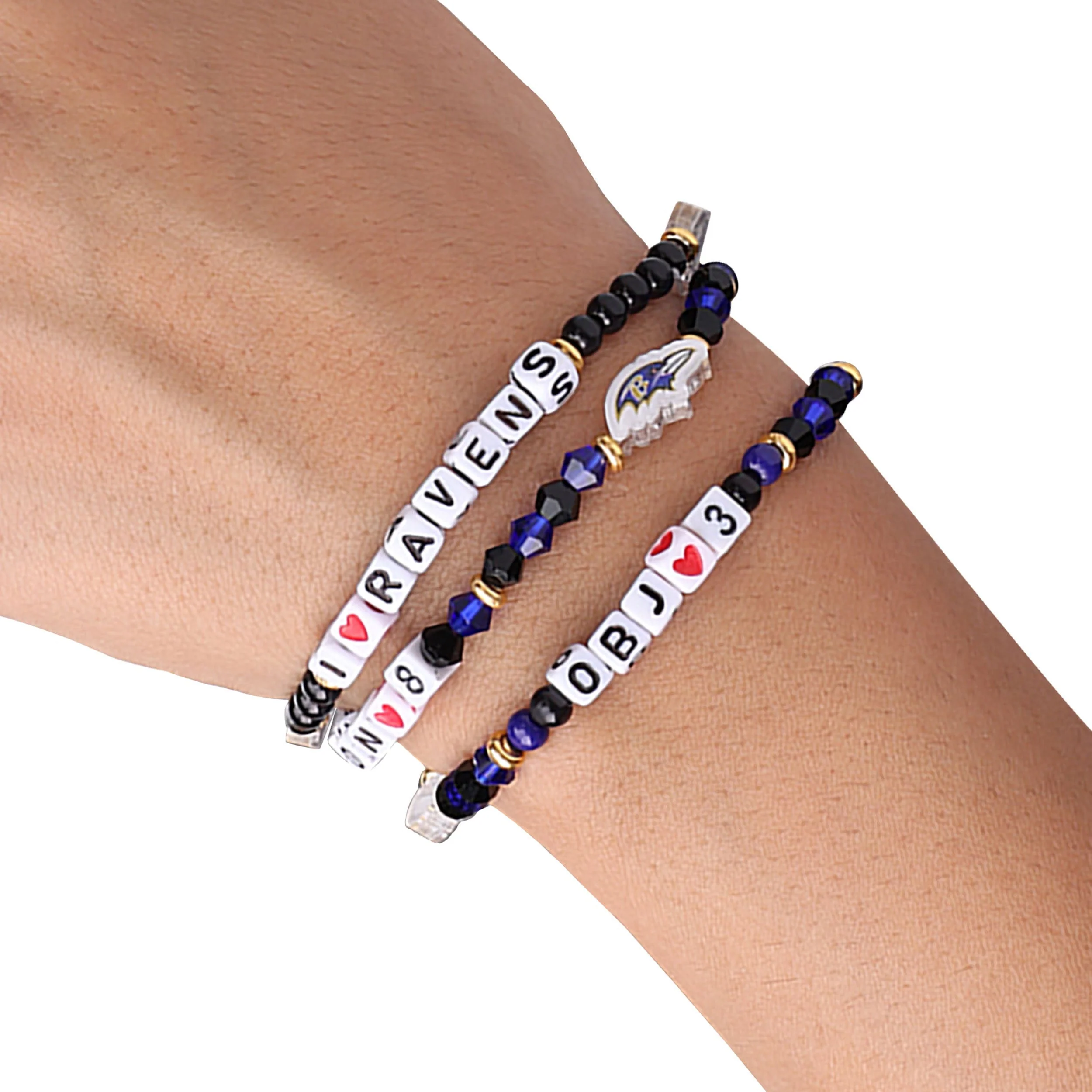 Baltimore Ravens NFL Lamar Jackson & Odell Beckham Jr 3 Pack Player Friendship Bracelet - Image 4