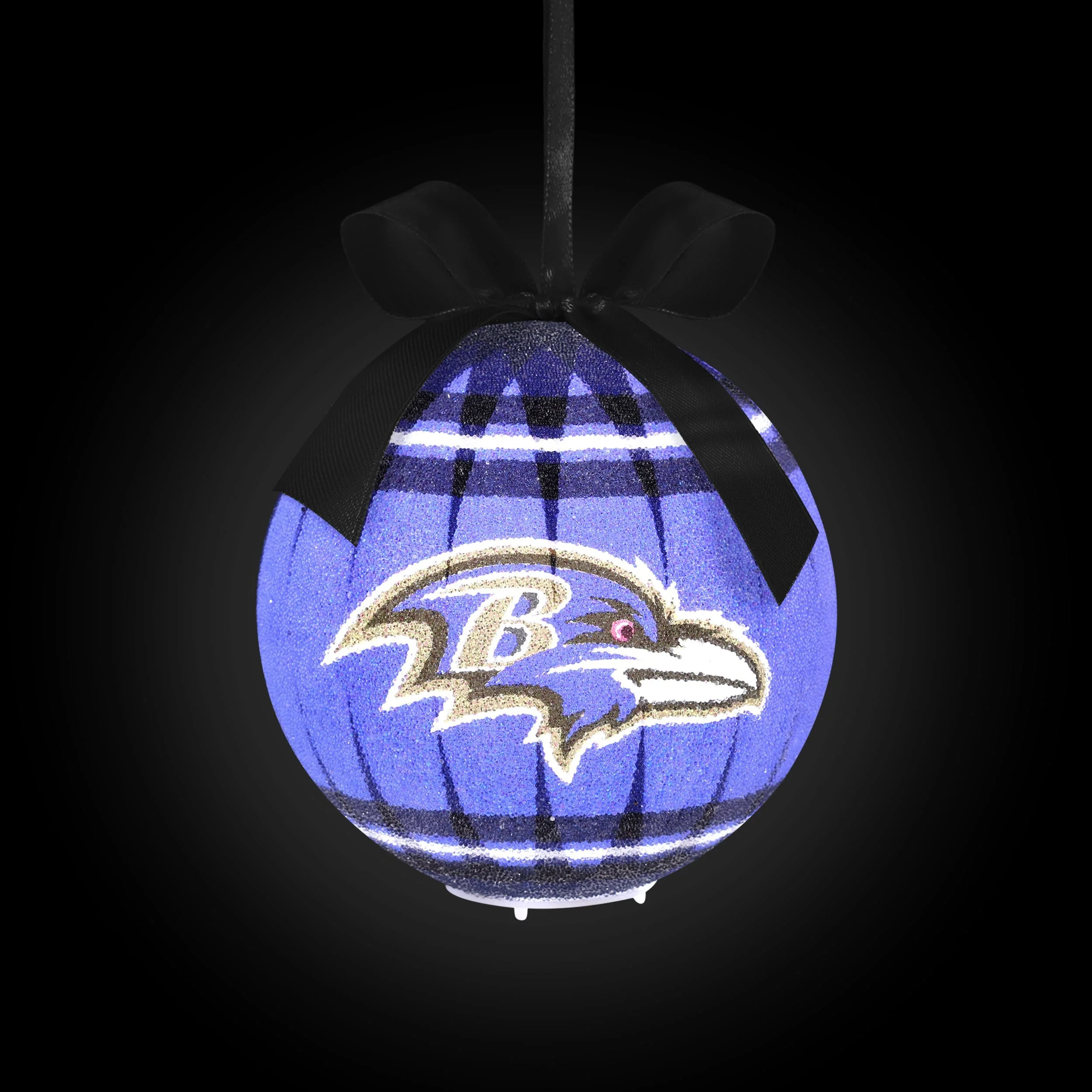 Baltimore Ravens NFL LED Shatterproof Ball Ornament - Image 2