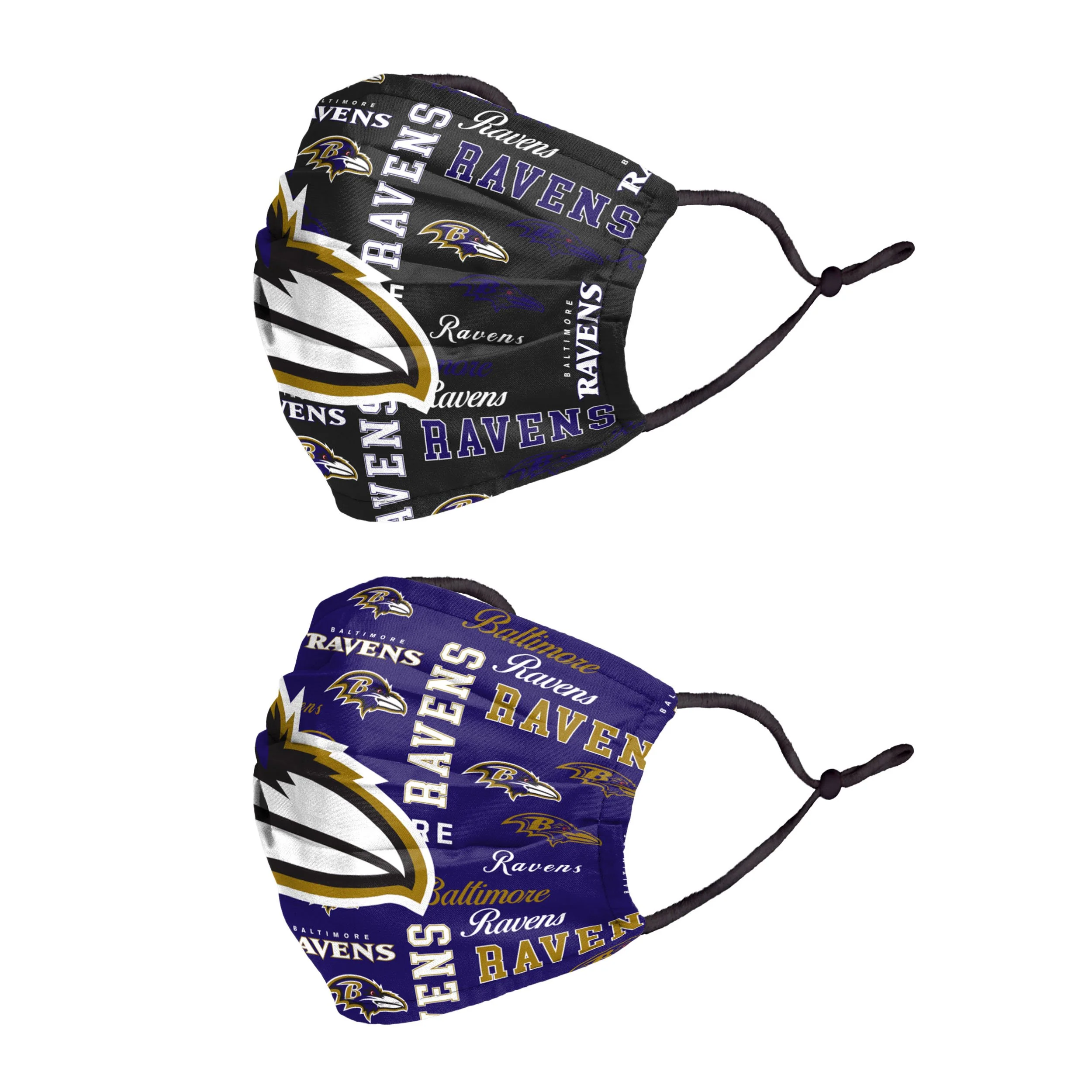 Baltimore Ravens NFL Logo Rush Adjustable 2 Pack Face Cover - Image 2