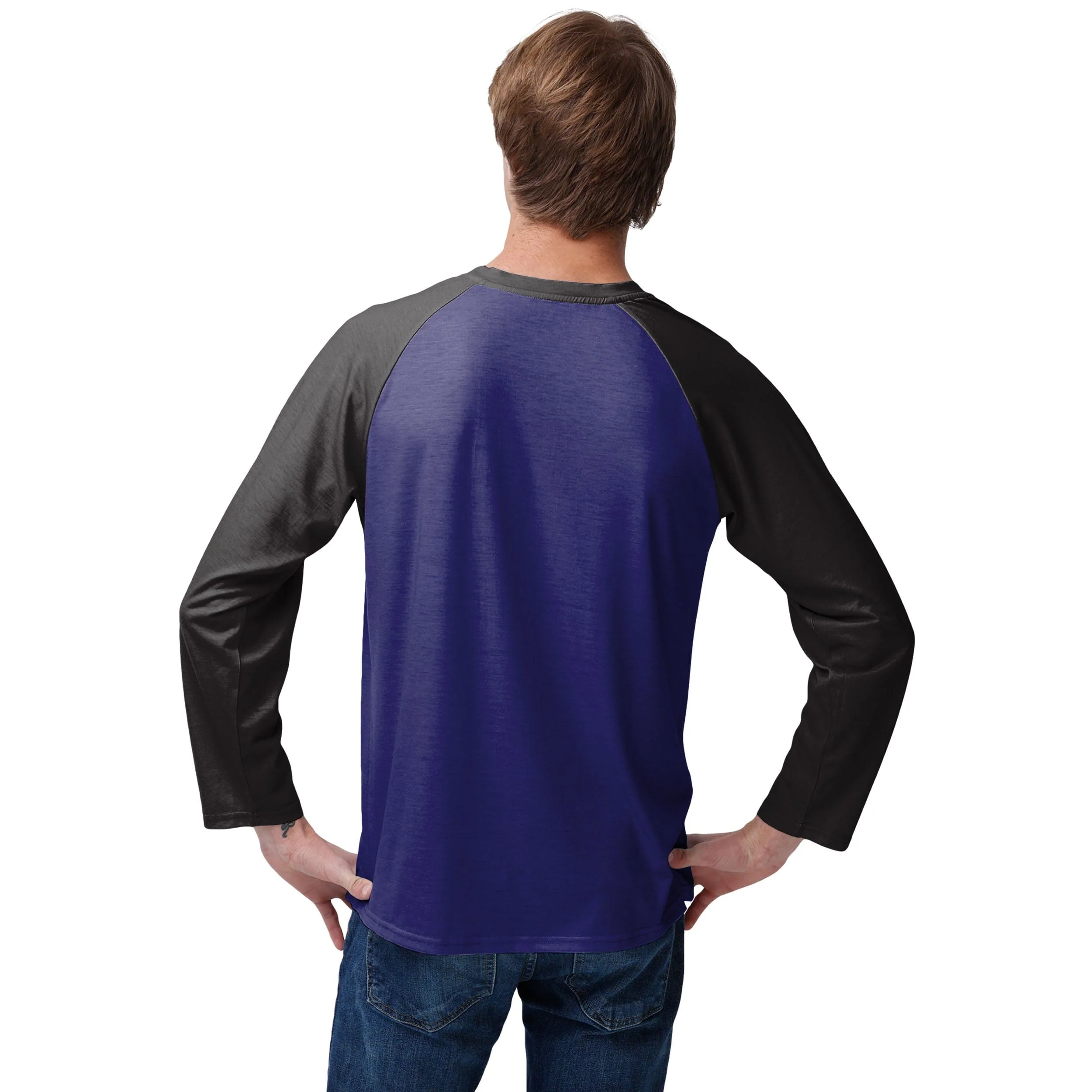 Baltimore Ravens NFL Mens Colorblock Wordmark Raglan T-Shirt - Image 2