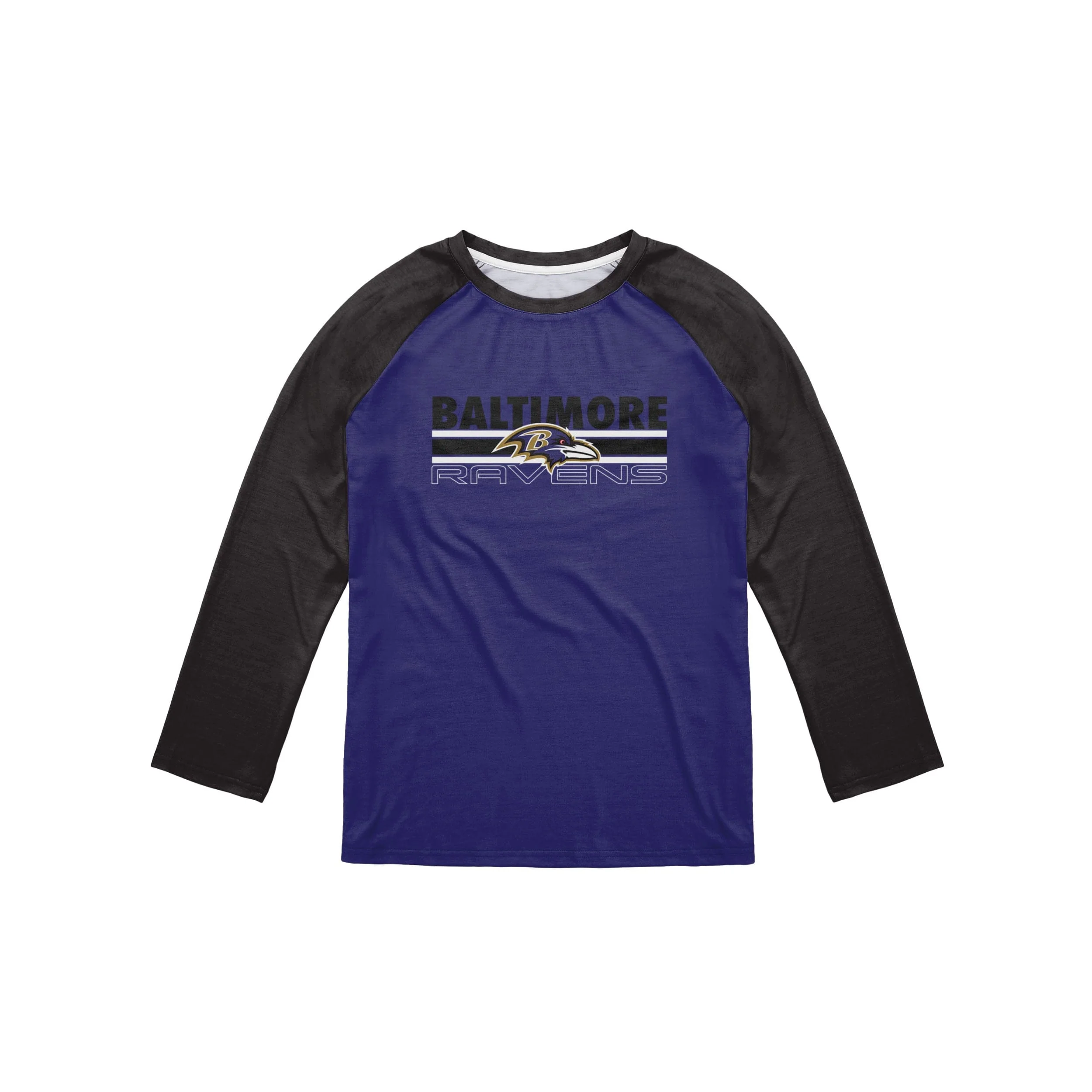 Baltimore Ravens NFL Mens Colorblock Wordmark Raglan T-Shirt - Image 3