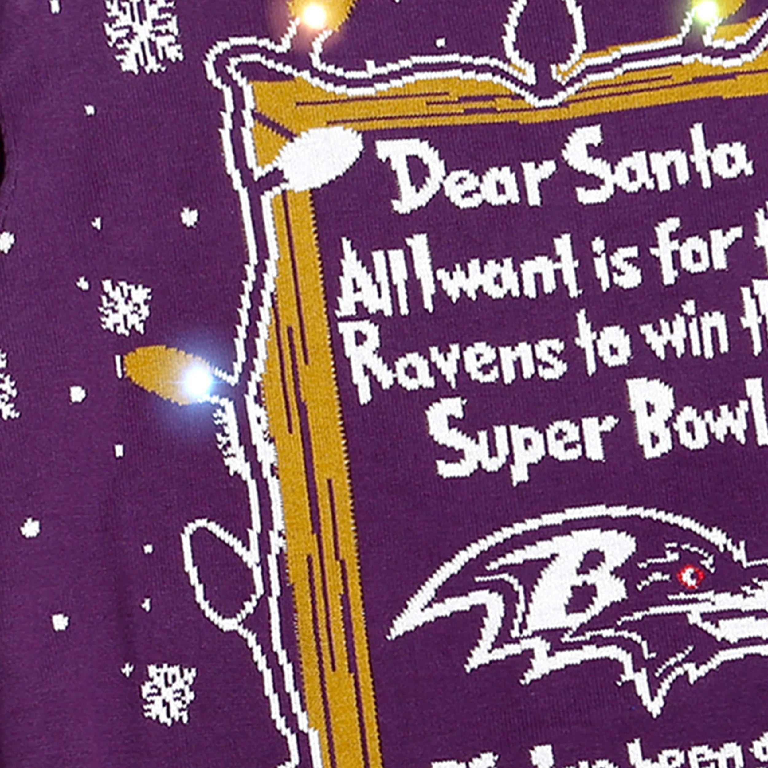 Baltimore Ravens NFL Mens Dear Santa Light Up Sweater - Image 4