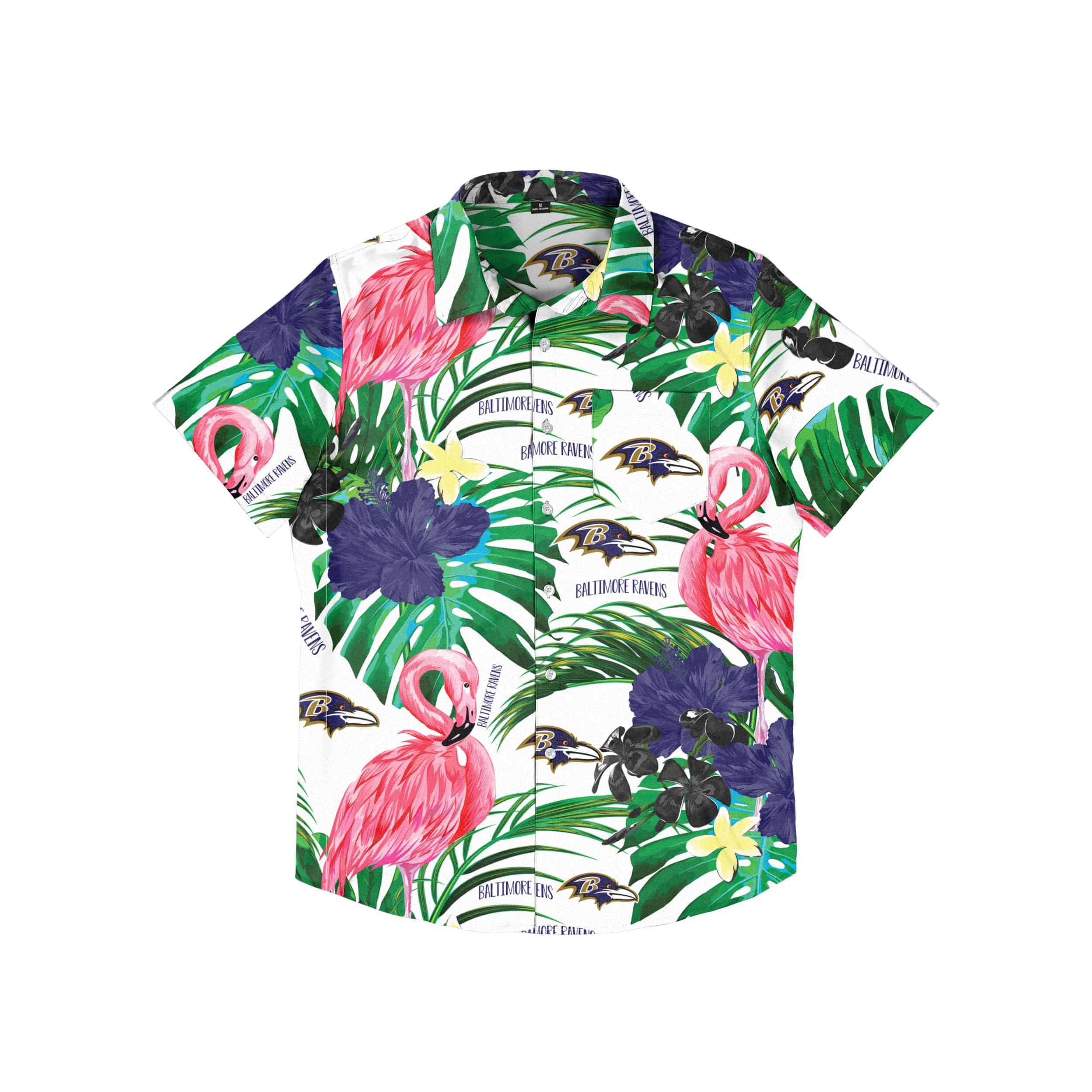 Baltimore Ravens NFL Mens Flamingo Button Up Shirt