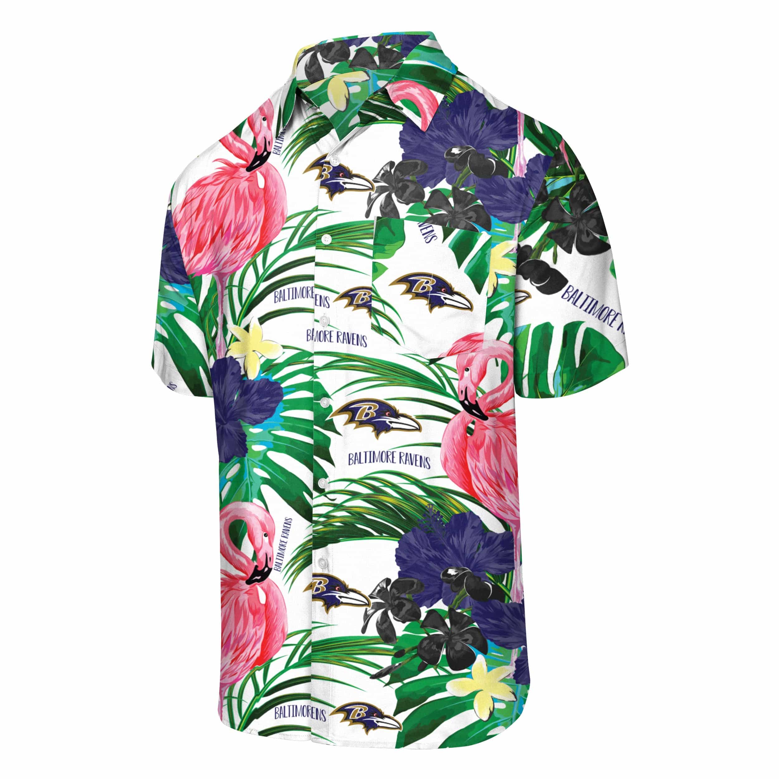 Baltimore Ravens NFL Mens Flamingo Button Up Shirt - Image 4