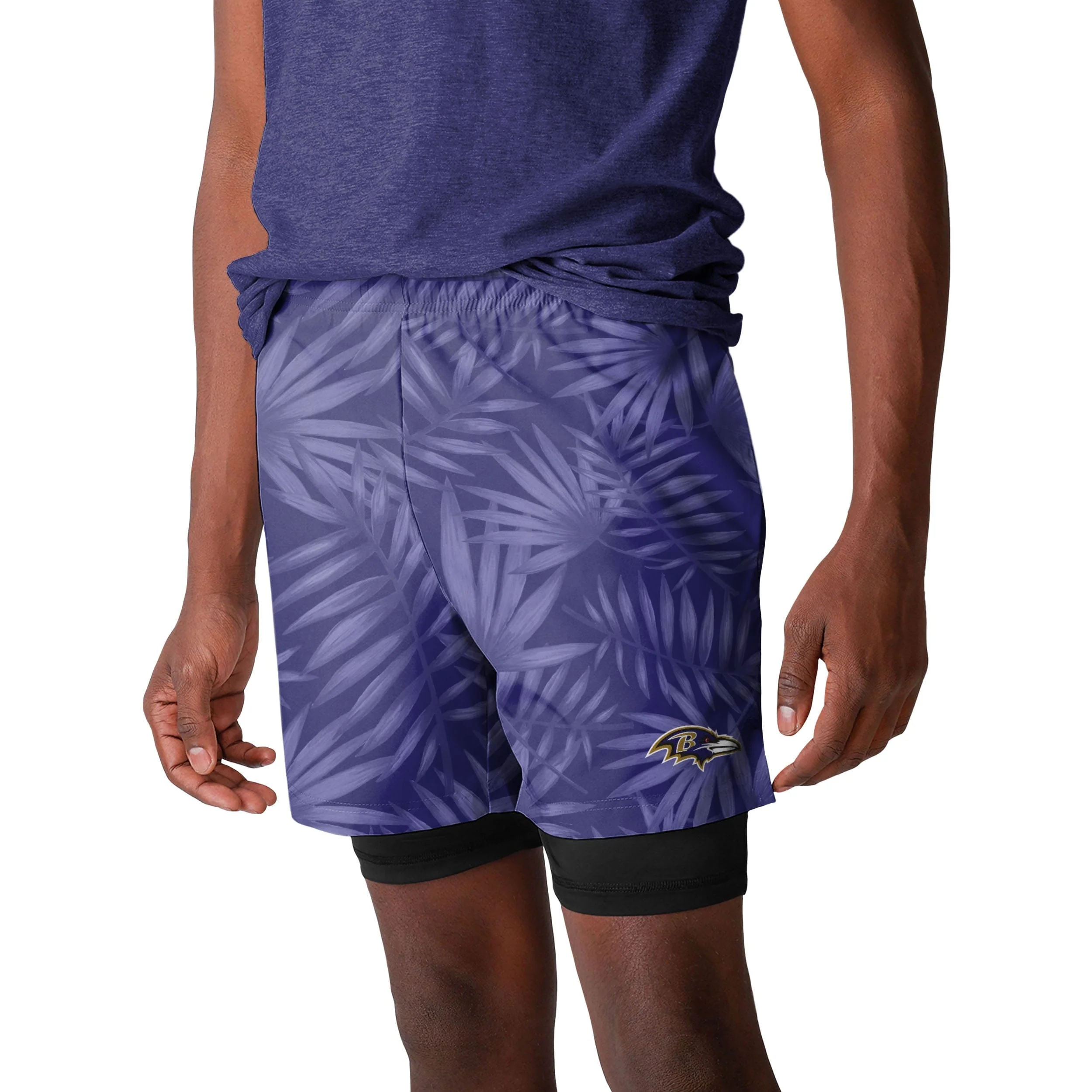 Baltimore Ravens NFL Mens Floral Black Liner Shorts - Image 2