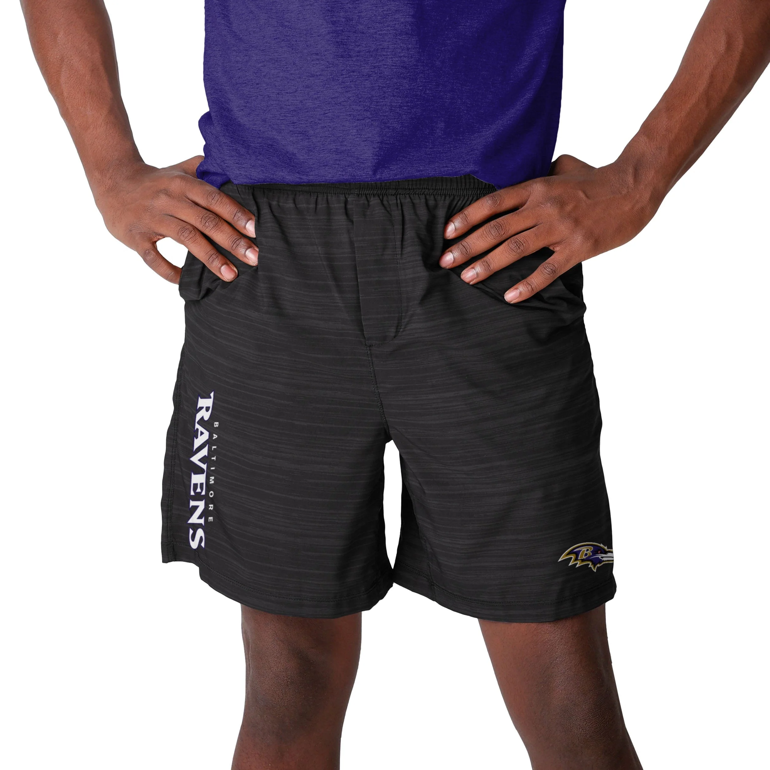 Baltimore Ravens NFL Mens Heathered Black Woven Liner Shorts - Image 3