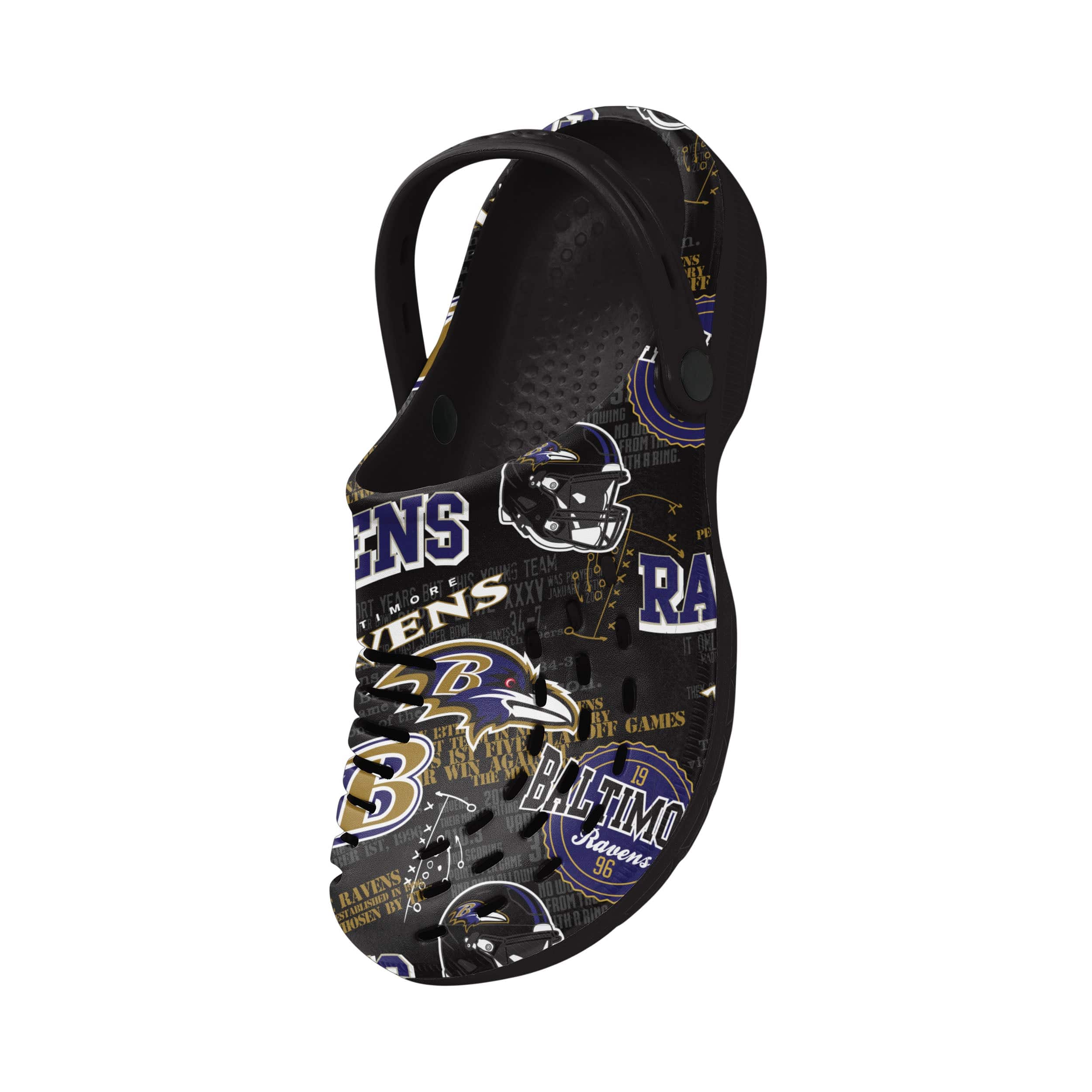 Baltimore Ravens NFL Mens Historic Print Clog With Strap - Image 3