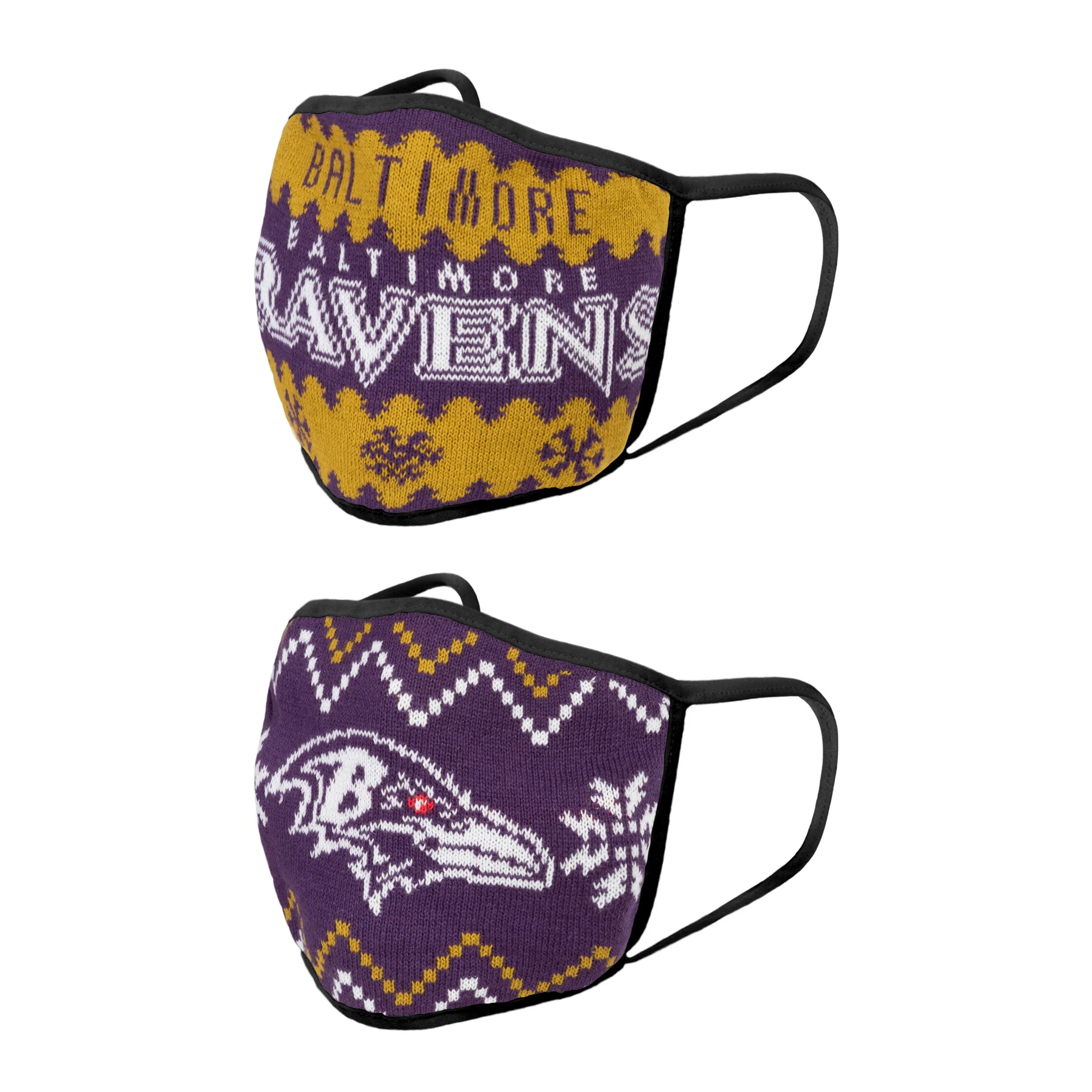 Baltimore Ravens NFL Mens Knit 2 Pack Face Cover - Image 2