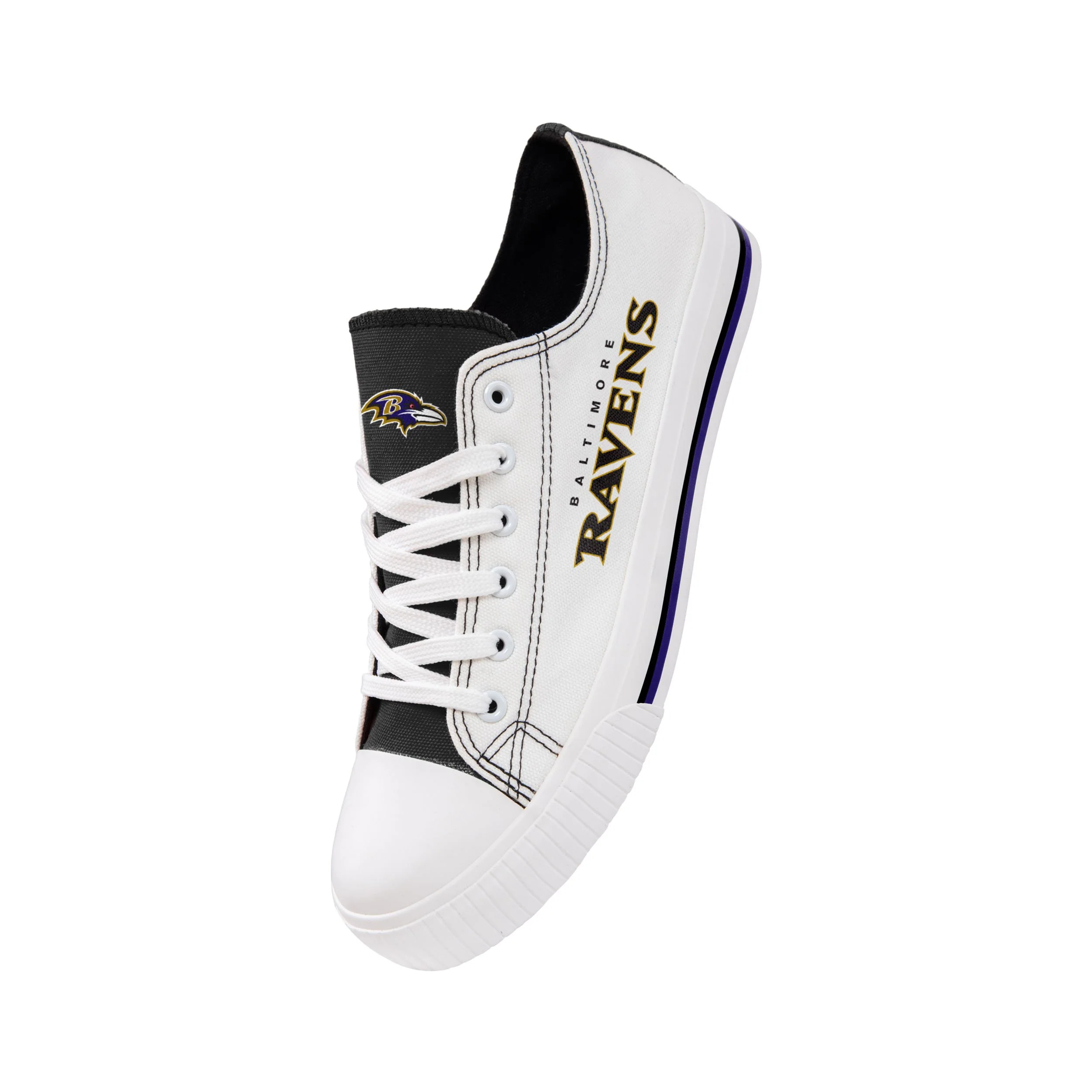 Baltimore Ravens NFL Mens Low Top White Canvas Shoes - Image 4