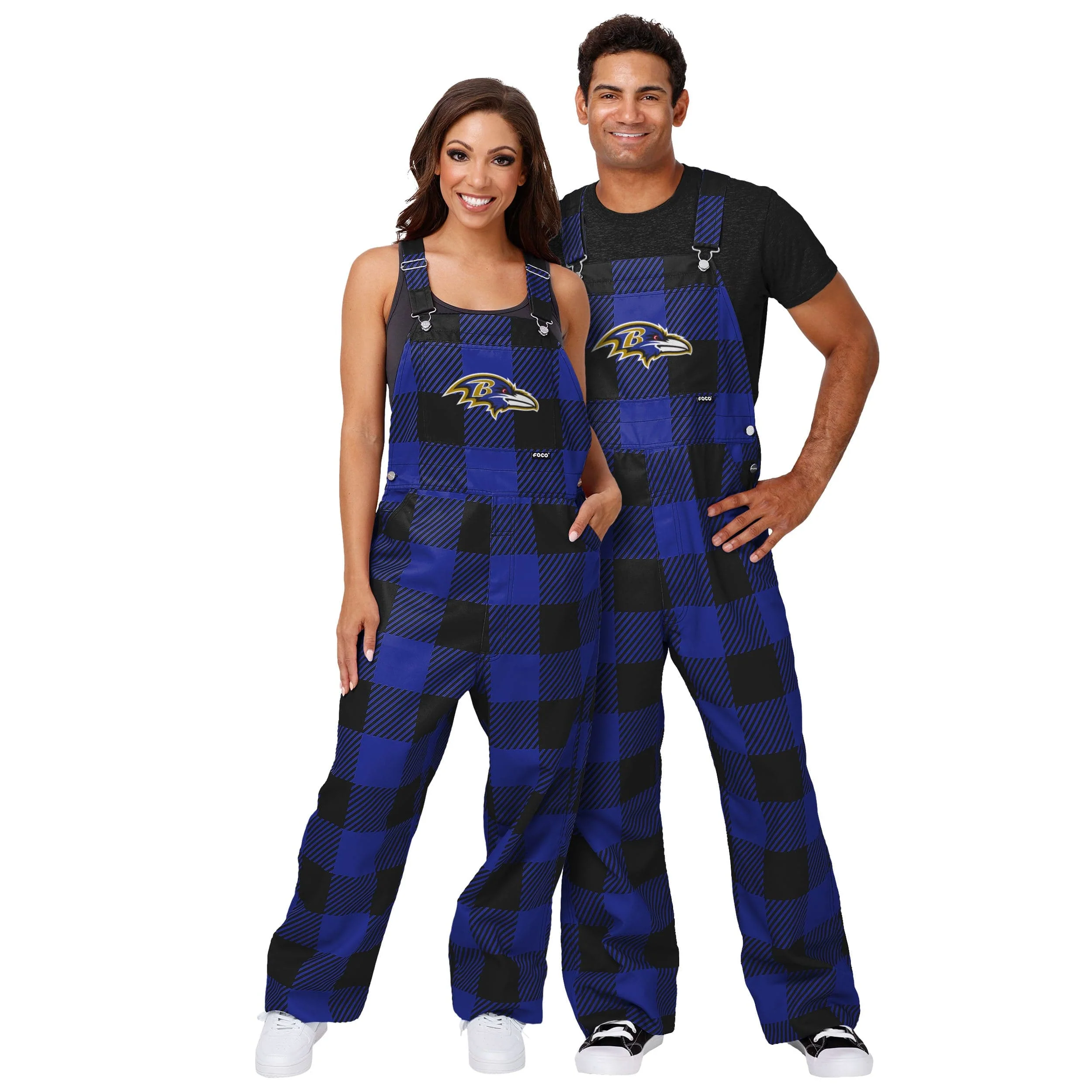 Baltimore Ravens NFL Mens Plaid Bib Overalls - Image 3