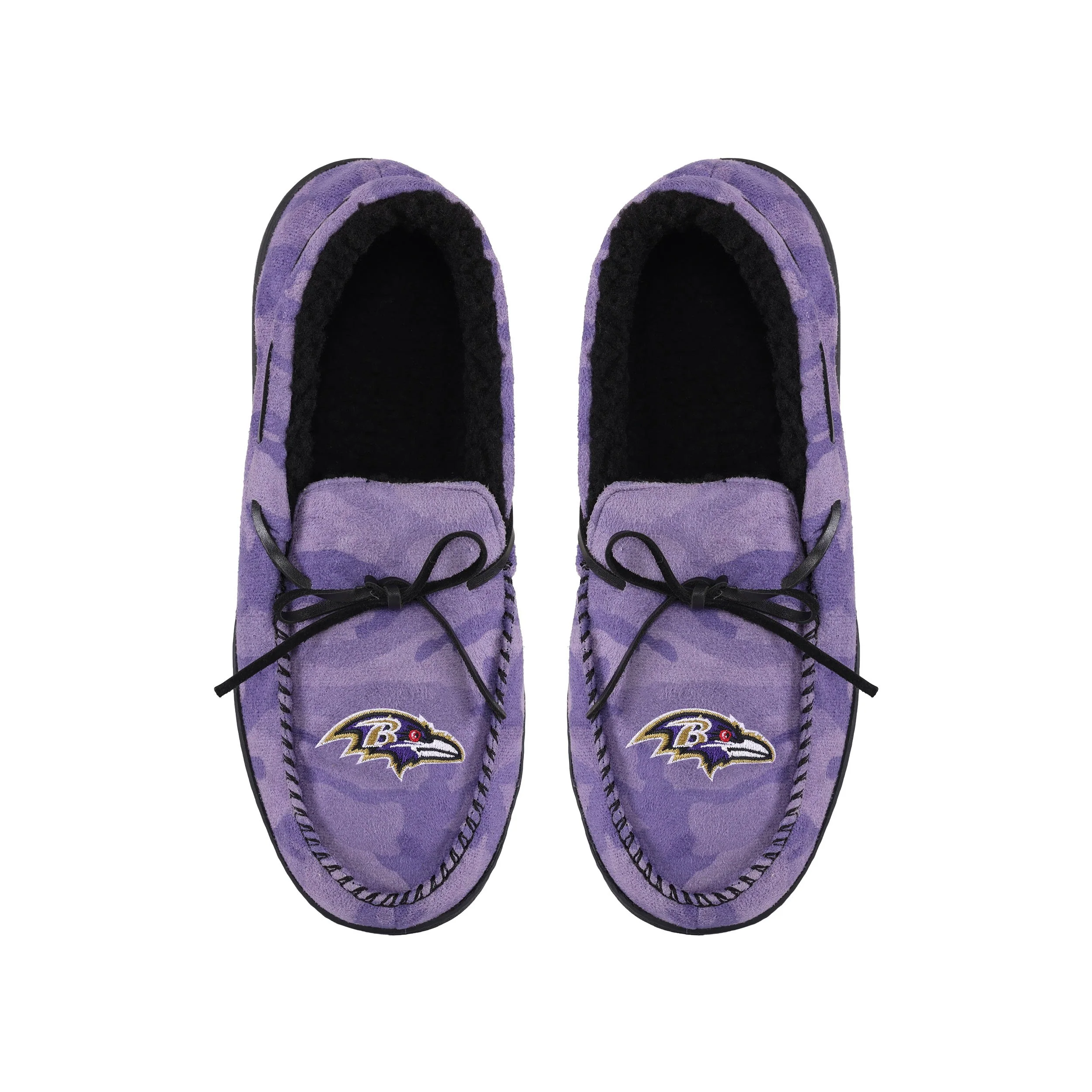 Baltimore Ravens NFL Mens Printed Camo Moccasin Slippers - Image 4