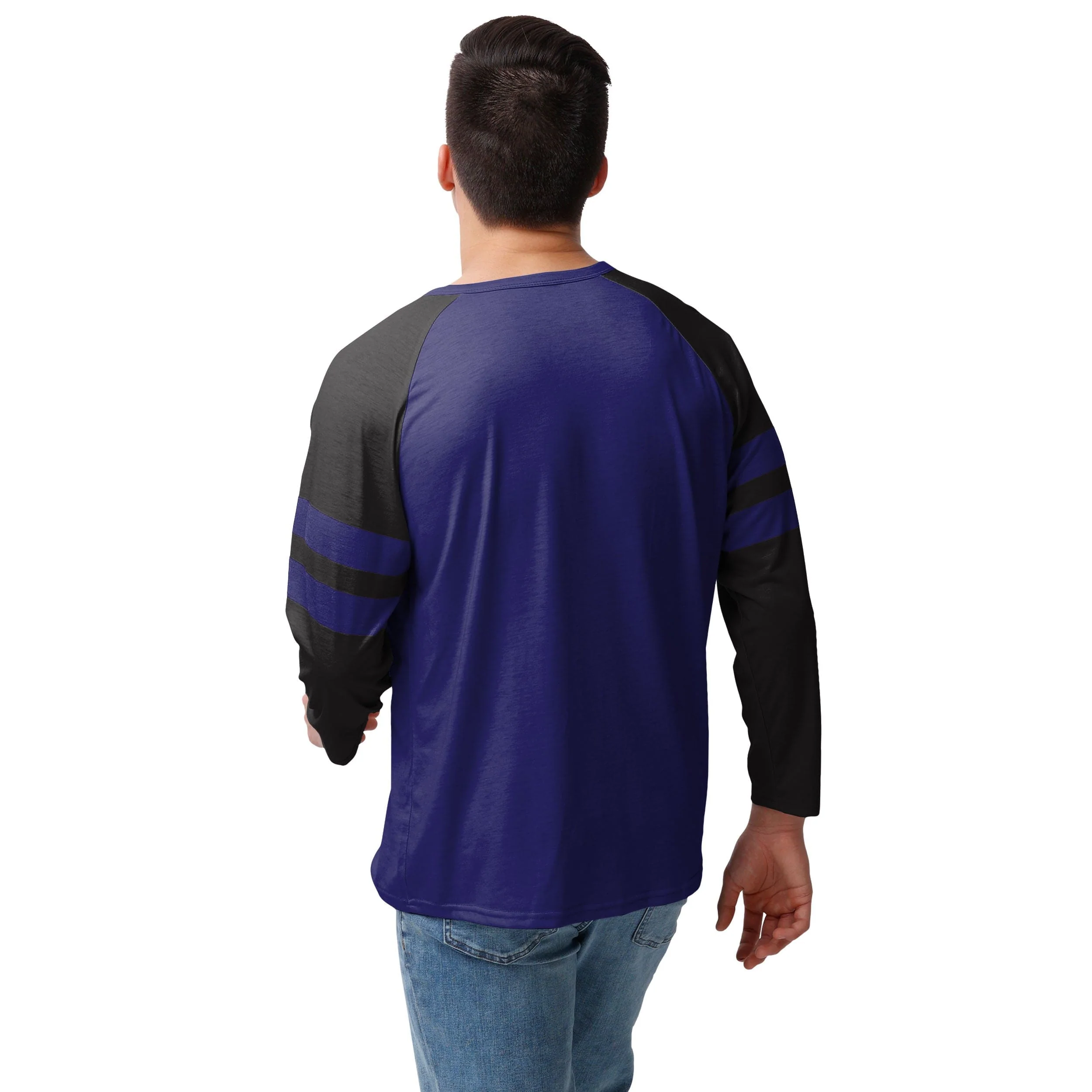 Baltimore Ravens NFL Mens Team Stripe Wordmark Long Sleeve Henley - Image 3