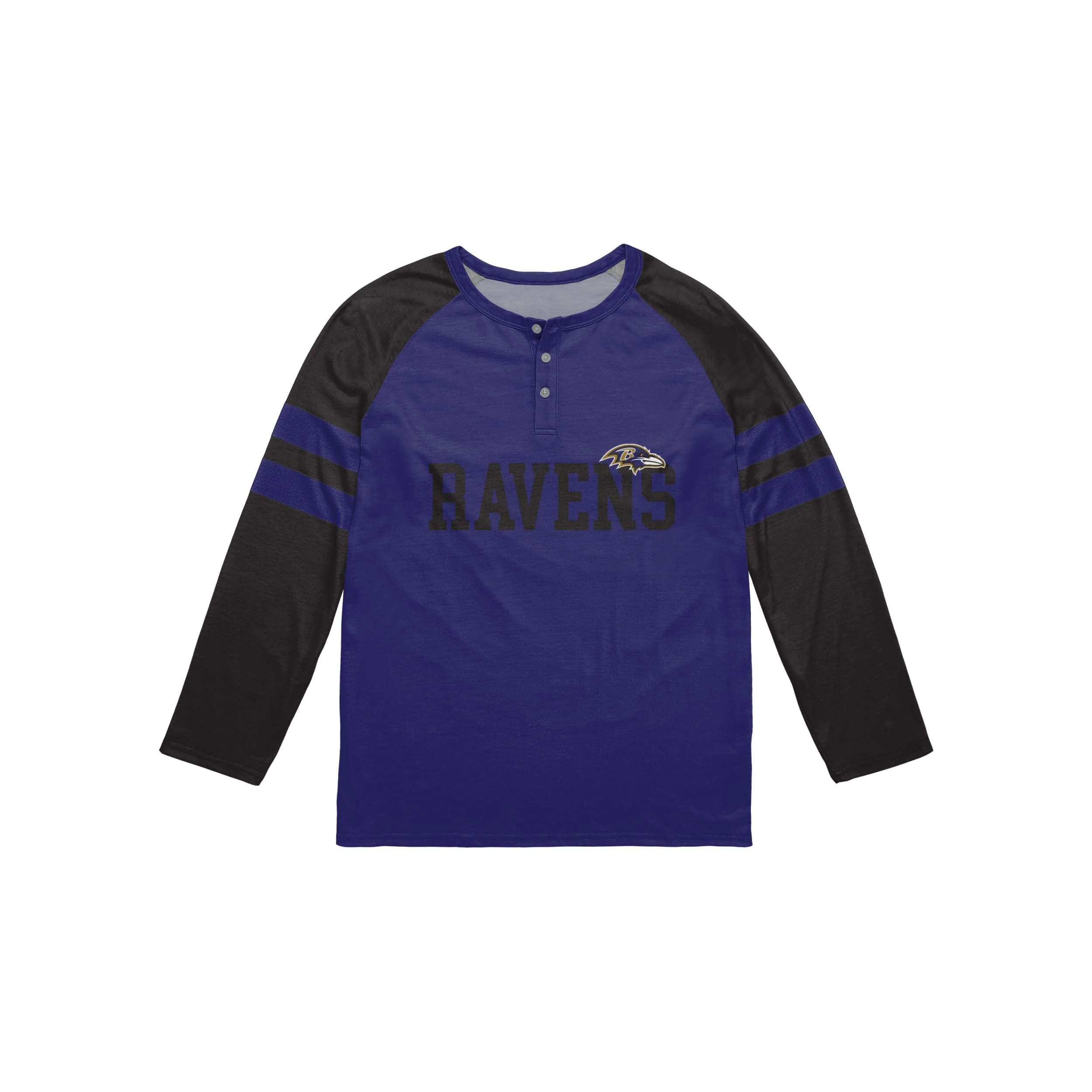 Baltimore Ravens NFL Mens Team Stripe Wordmark Long Sleeve Henley - Image 4