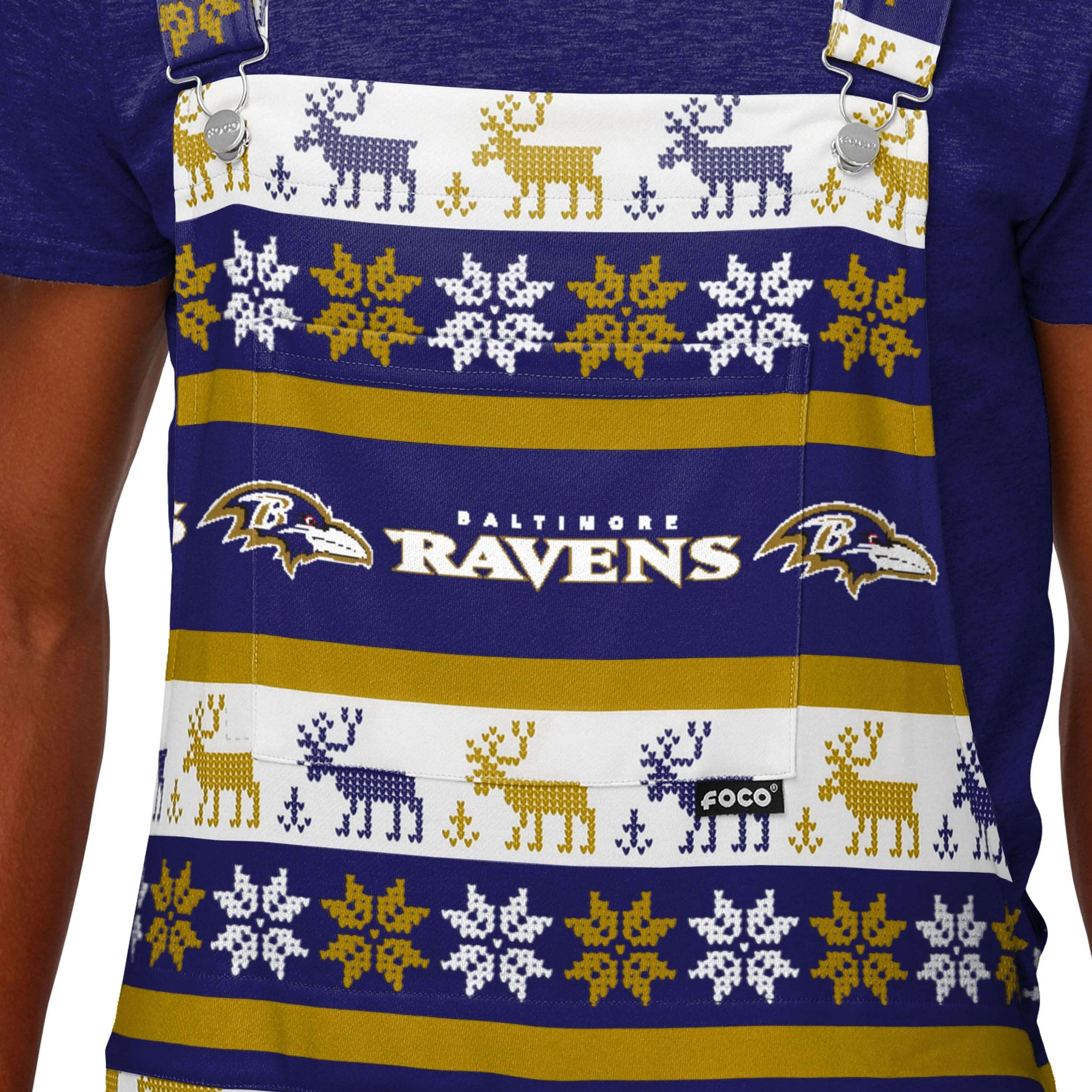 Baltimore Ravens NFL Mens Ugly Home Gating Bib Overalls - Image 4