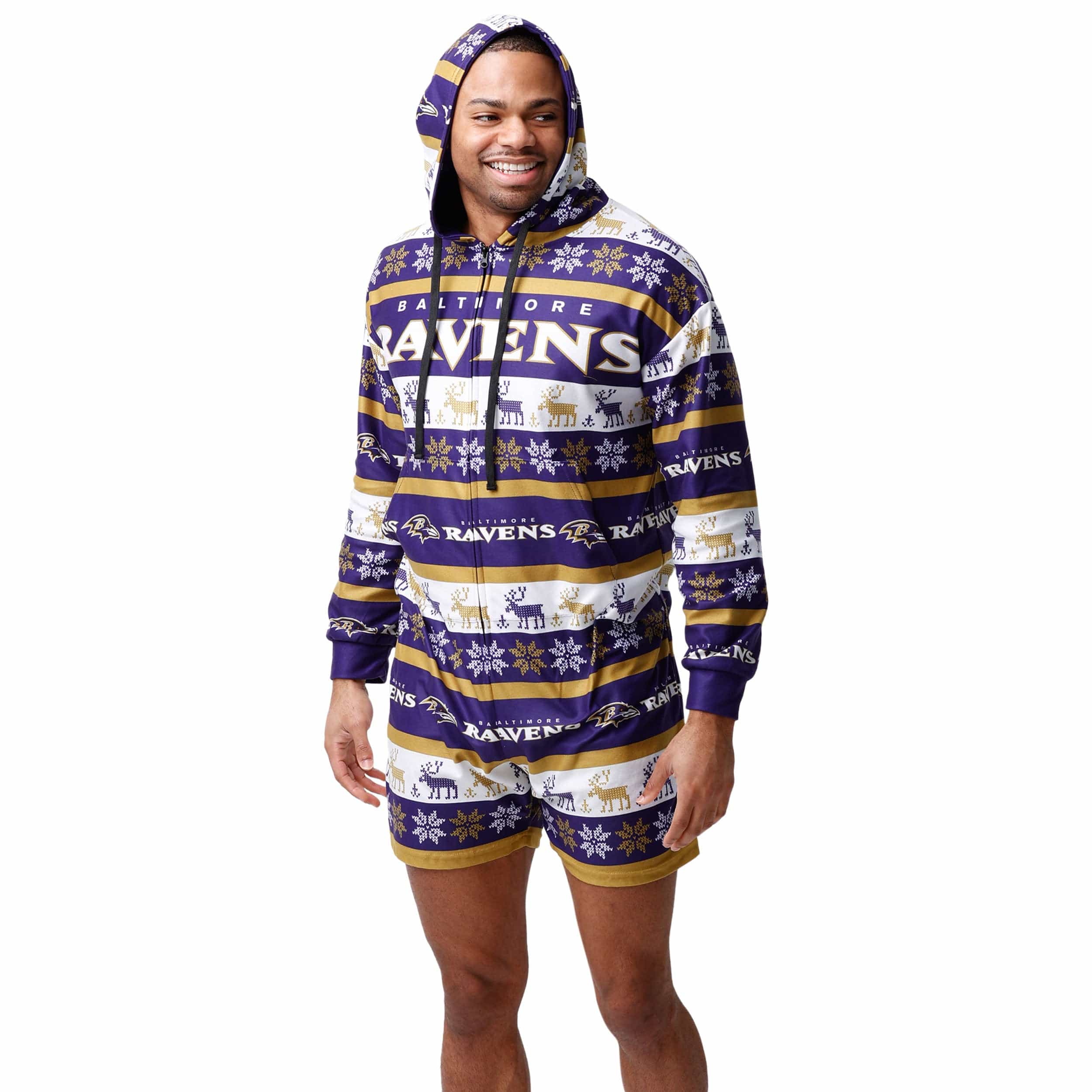Baltimore Ravens NFL Mens Ugly Short One Piece Pajamas
