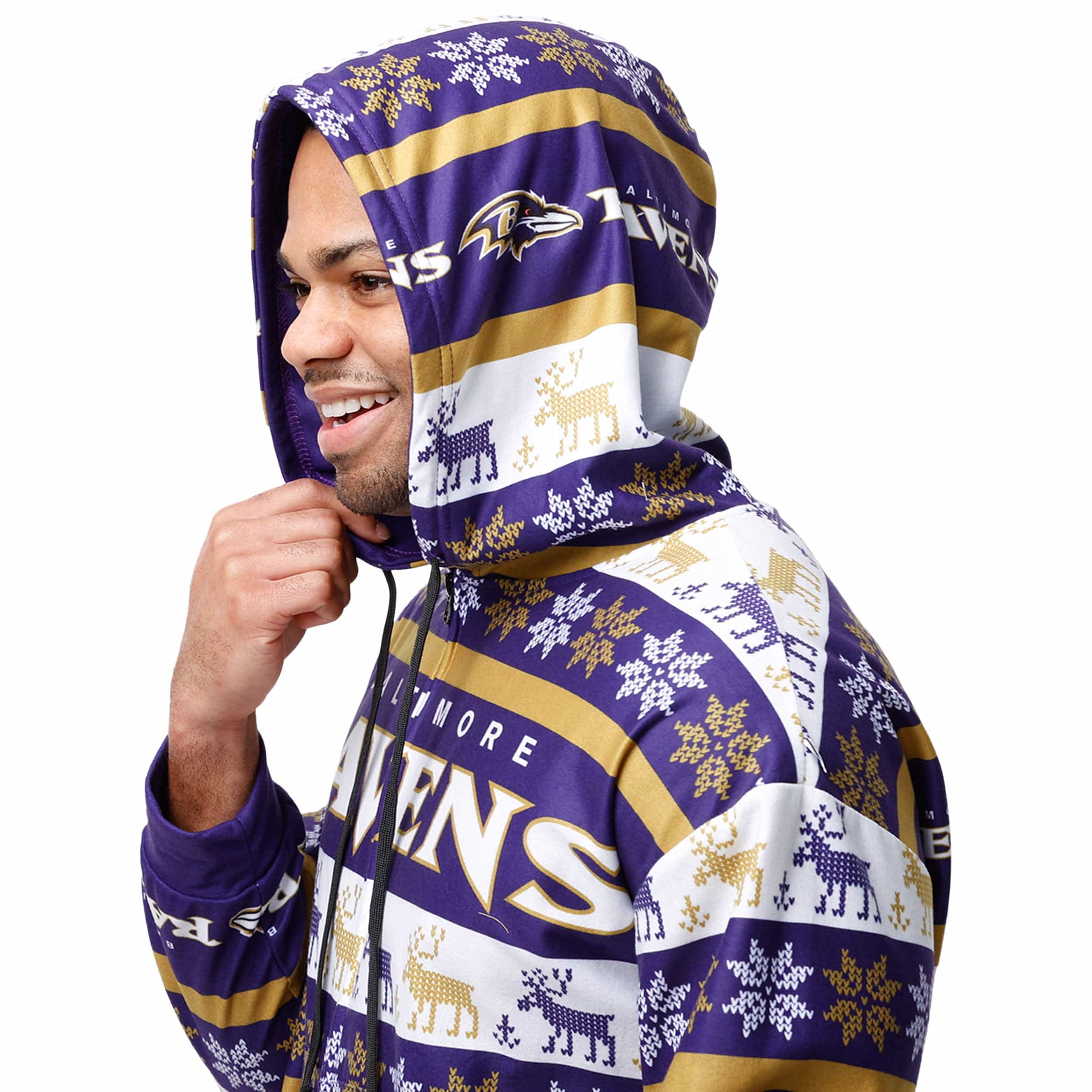 Baltimore Ravens NFL Mens Ugly Short One Piece Pajamas - Image 3