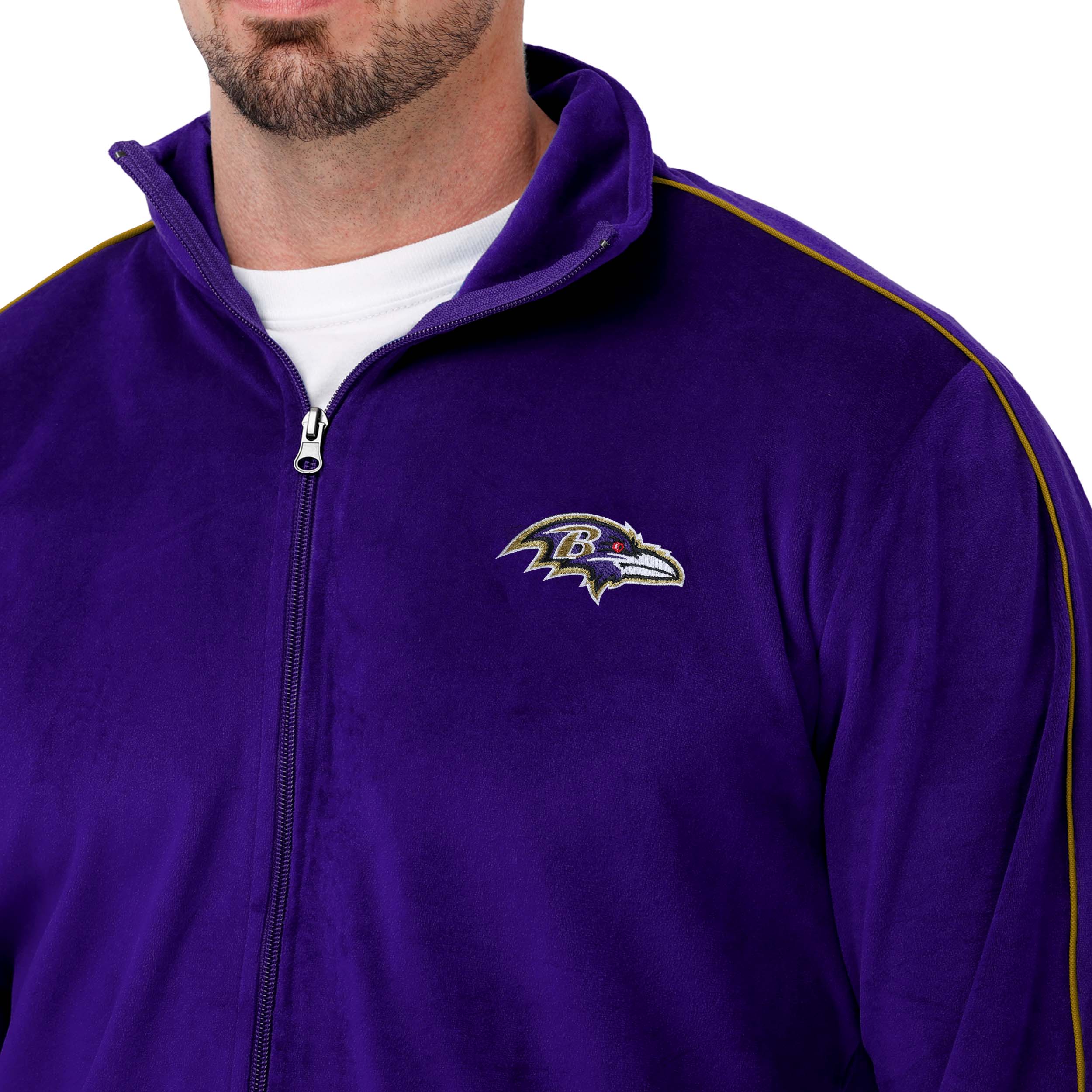 Baltimore Ravens NFL Mens Velour Zip Up Top - Image 3