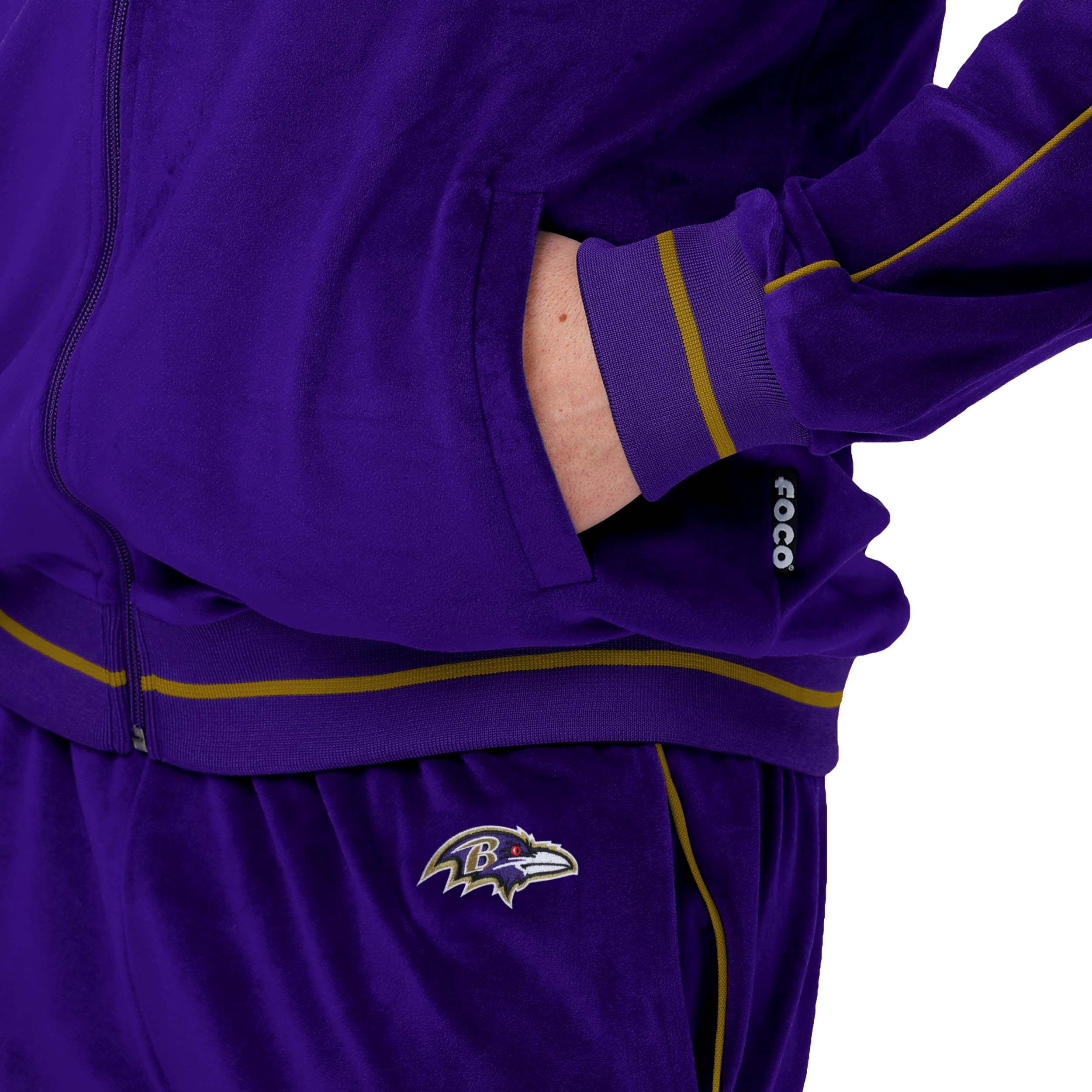 Baltimore Ravens NFL Mens Velour Zip Up Top - Image 4